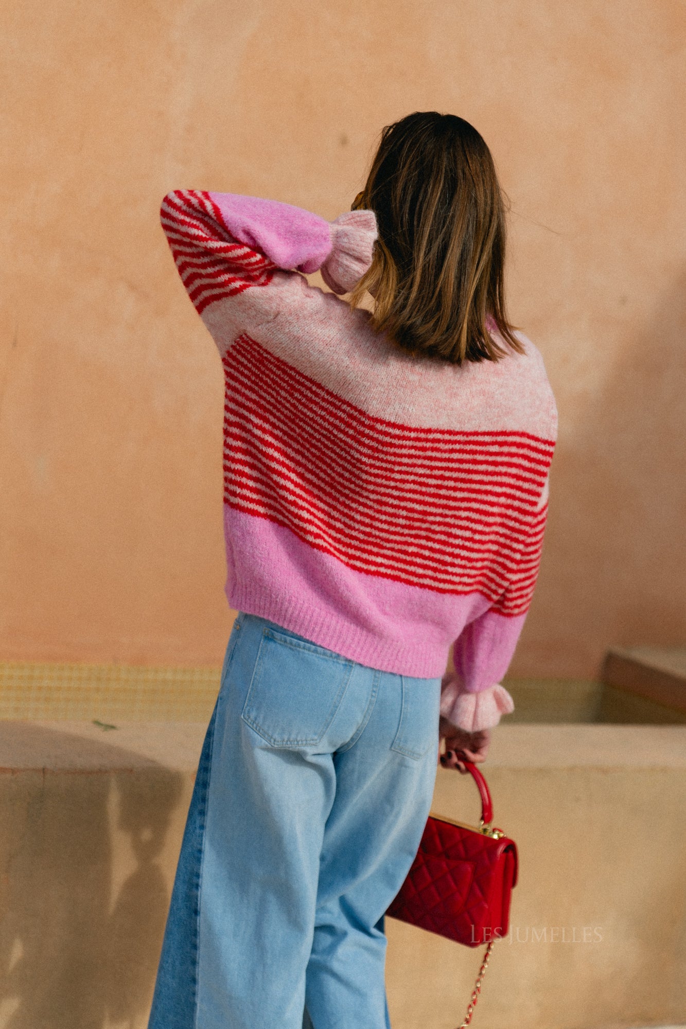 Sophie striped cardigan pink/red