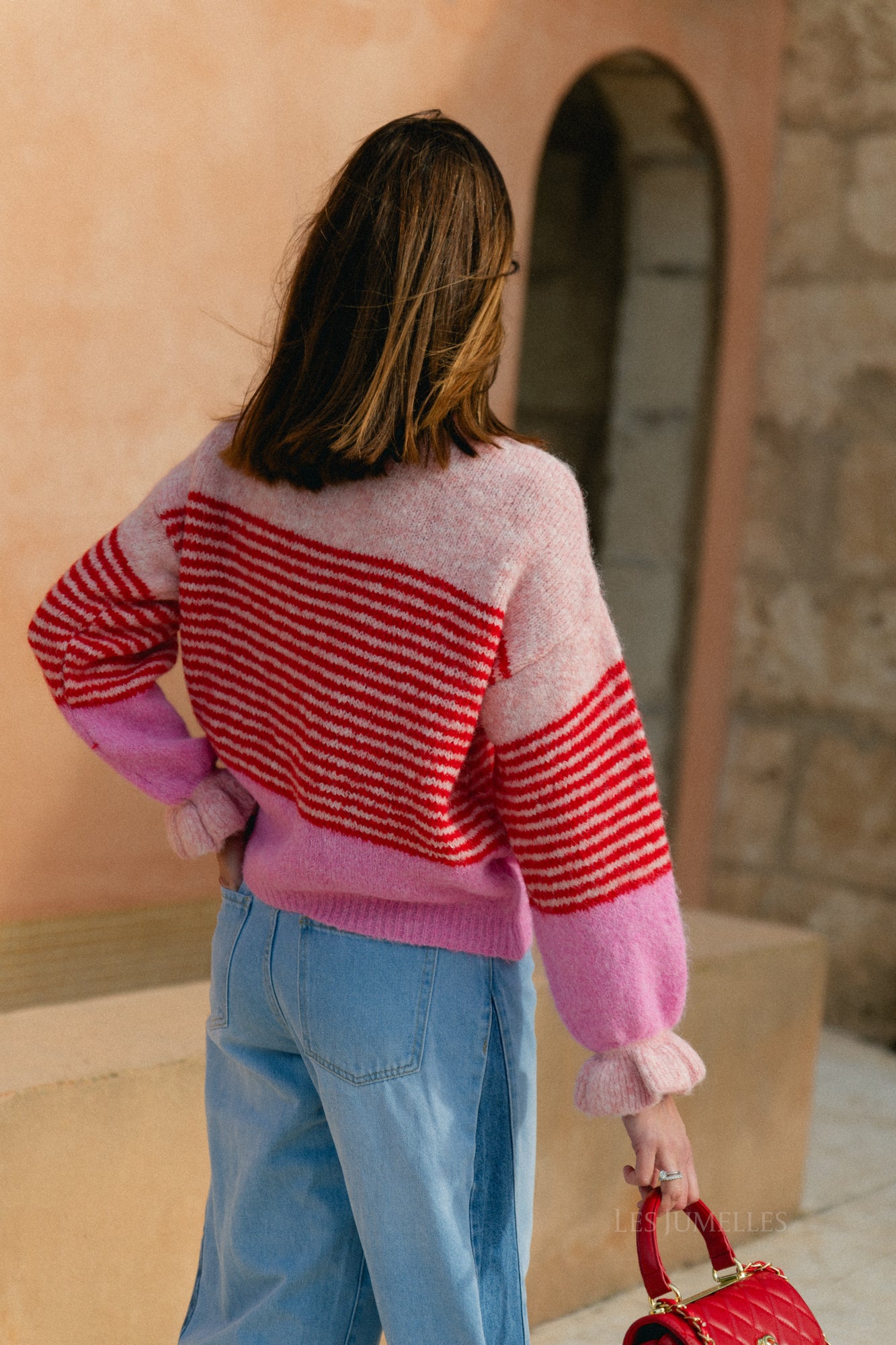 Sophie striped cardigan pink/red