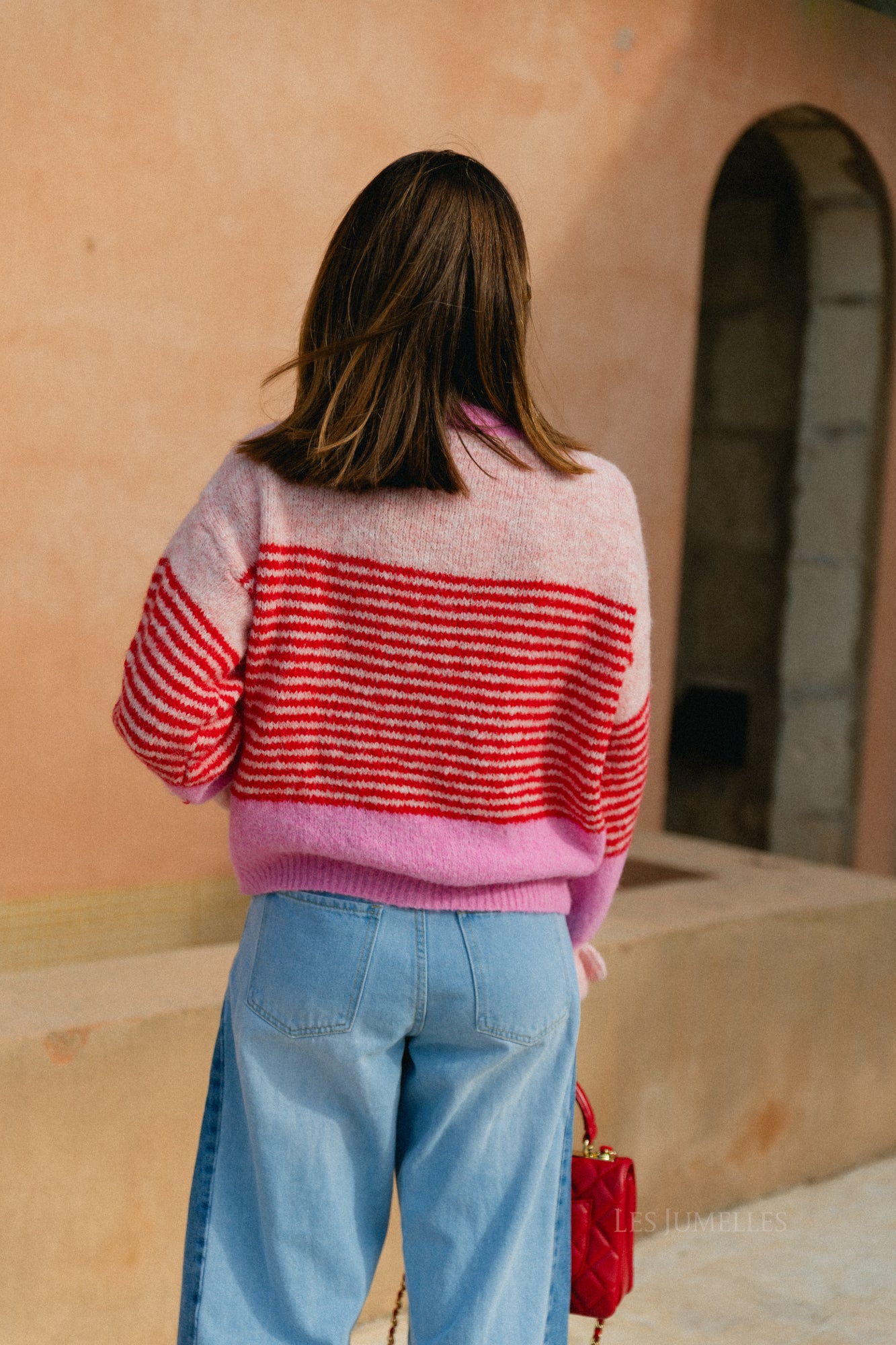 Sophie striped cardigan pink/red