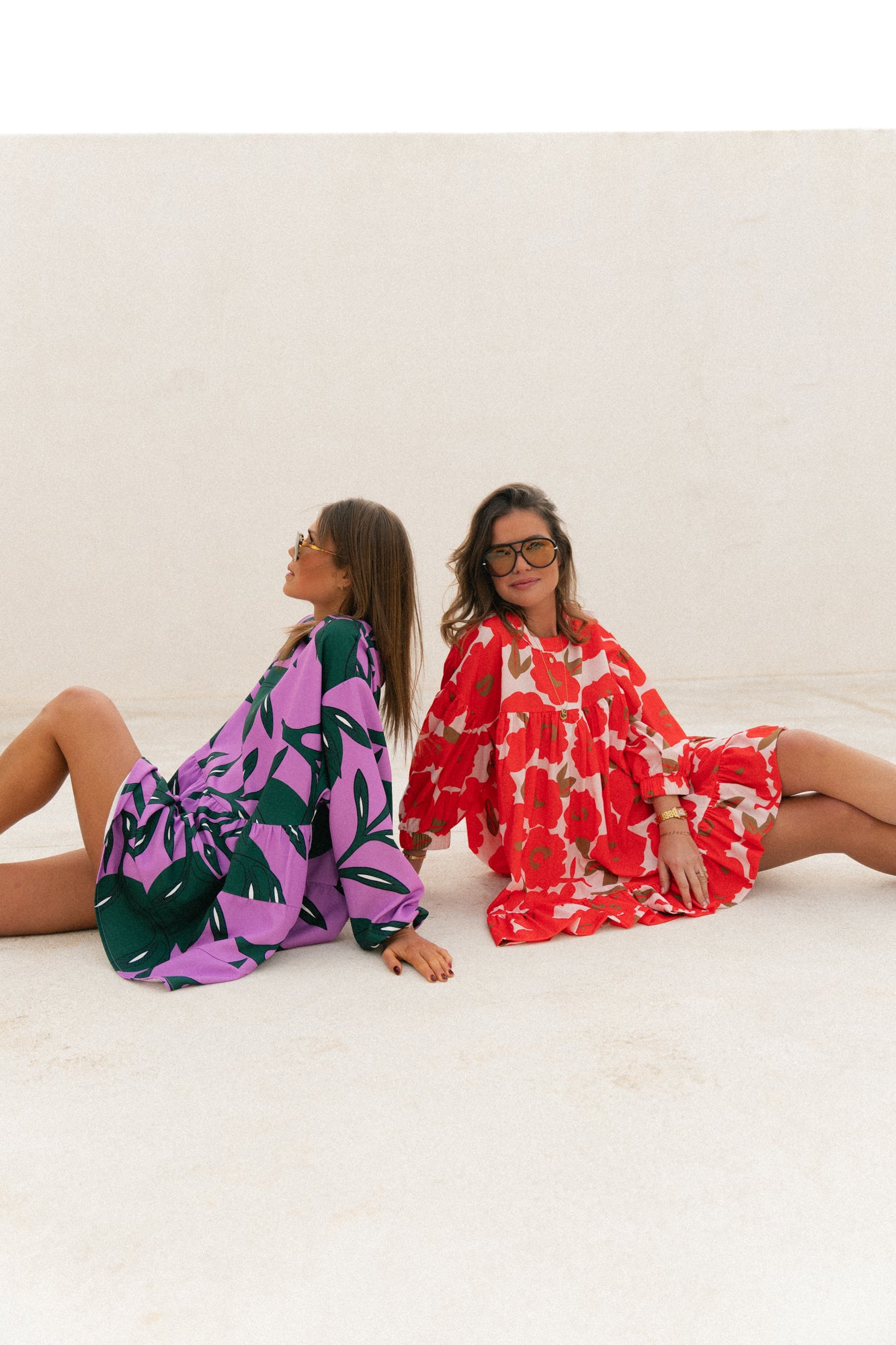 Robe courte imprimée Philippa lilas/vert