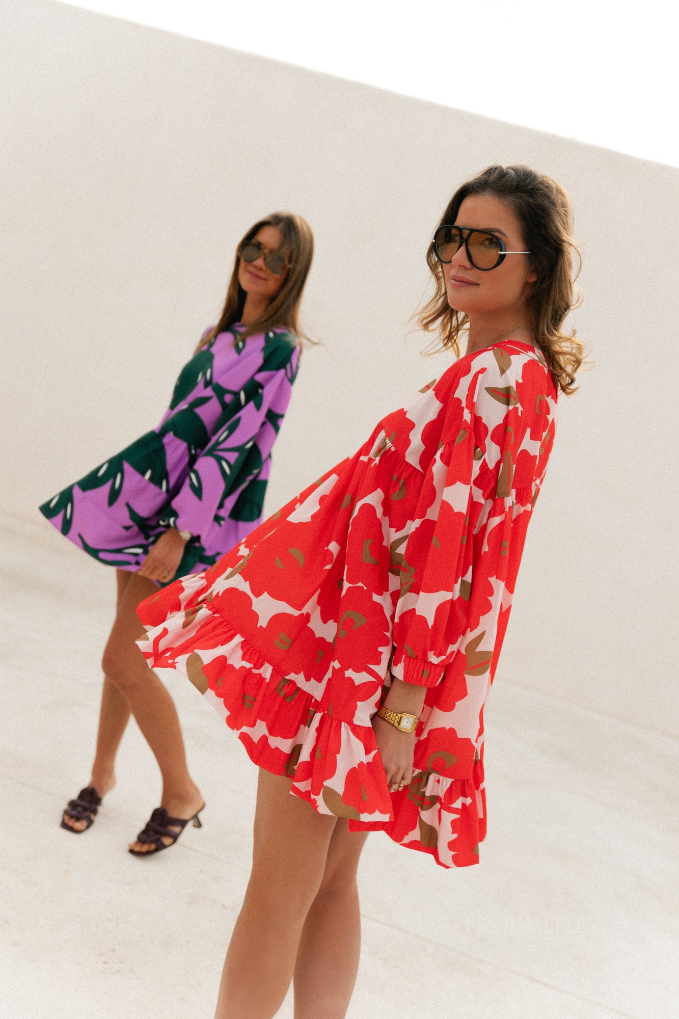 Robe courte imprimée Olivia rouge mandarine