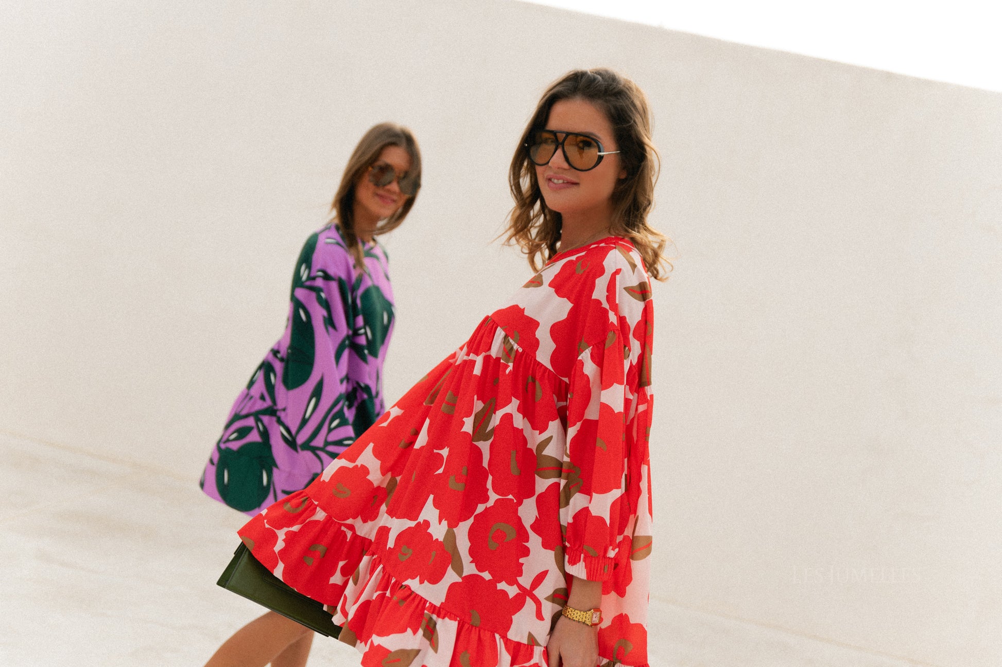 Robe courte imprimée Olivia rouge mandarine