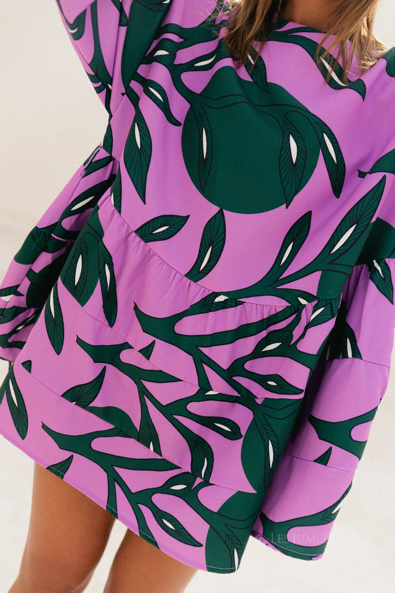 Robe courte imprimée Philippa lilas/vert