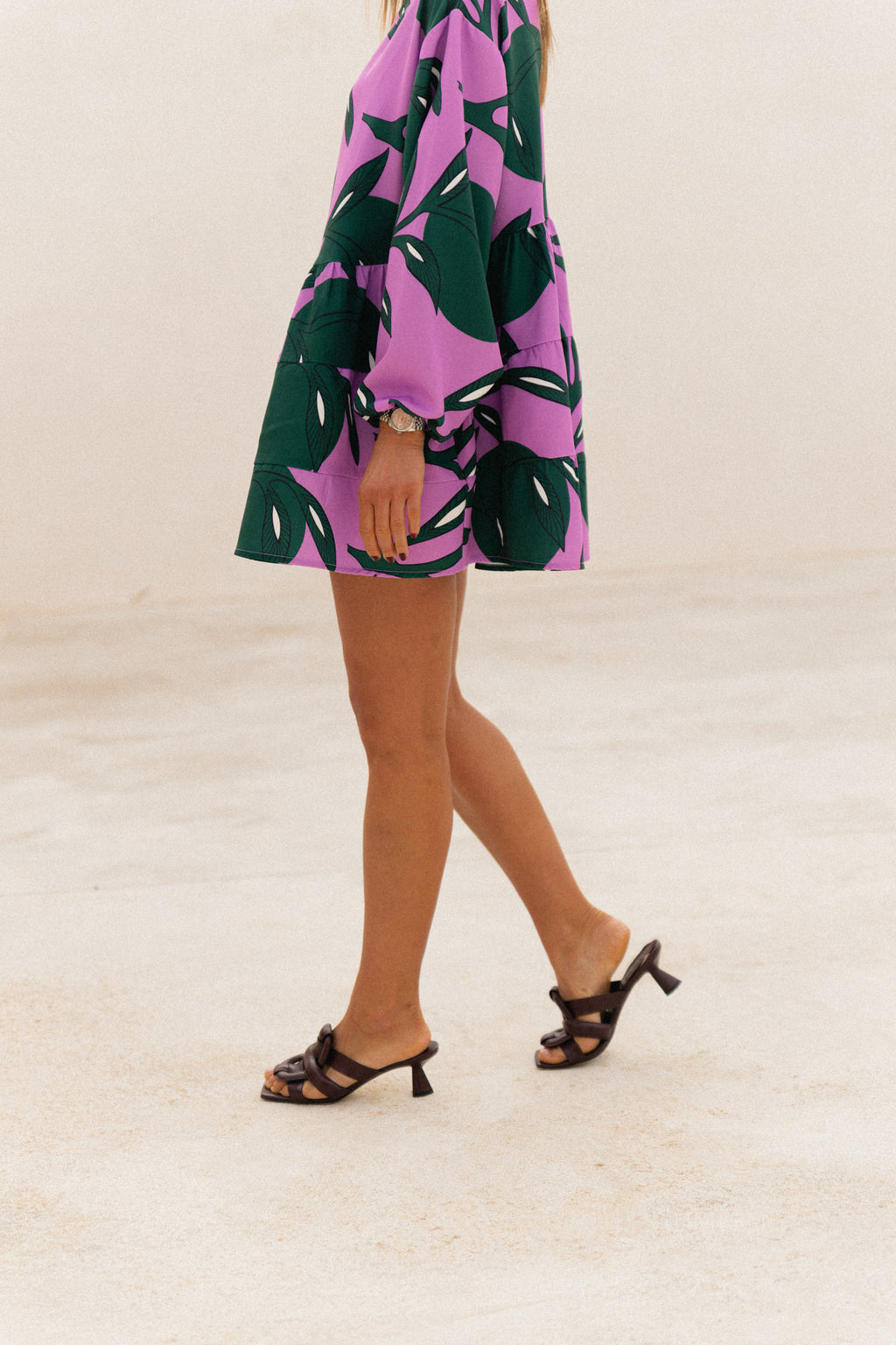 Philippa korte jurk met print lila/groen