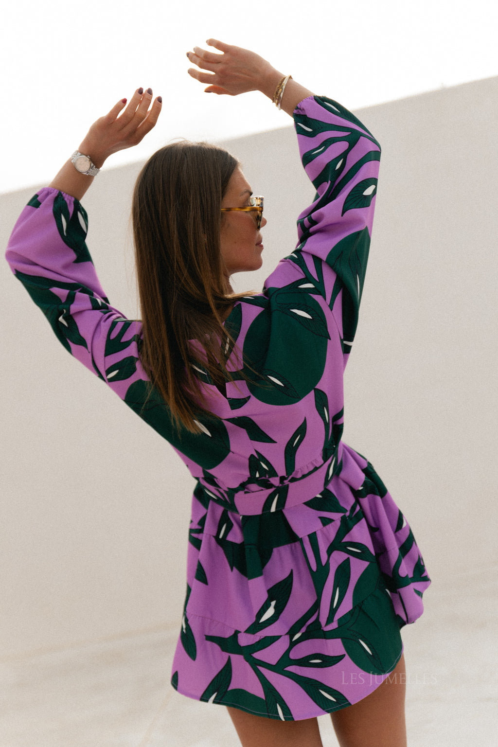 Philippa korte jurk met print lila/groen