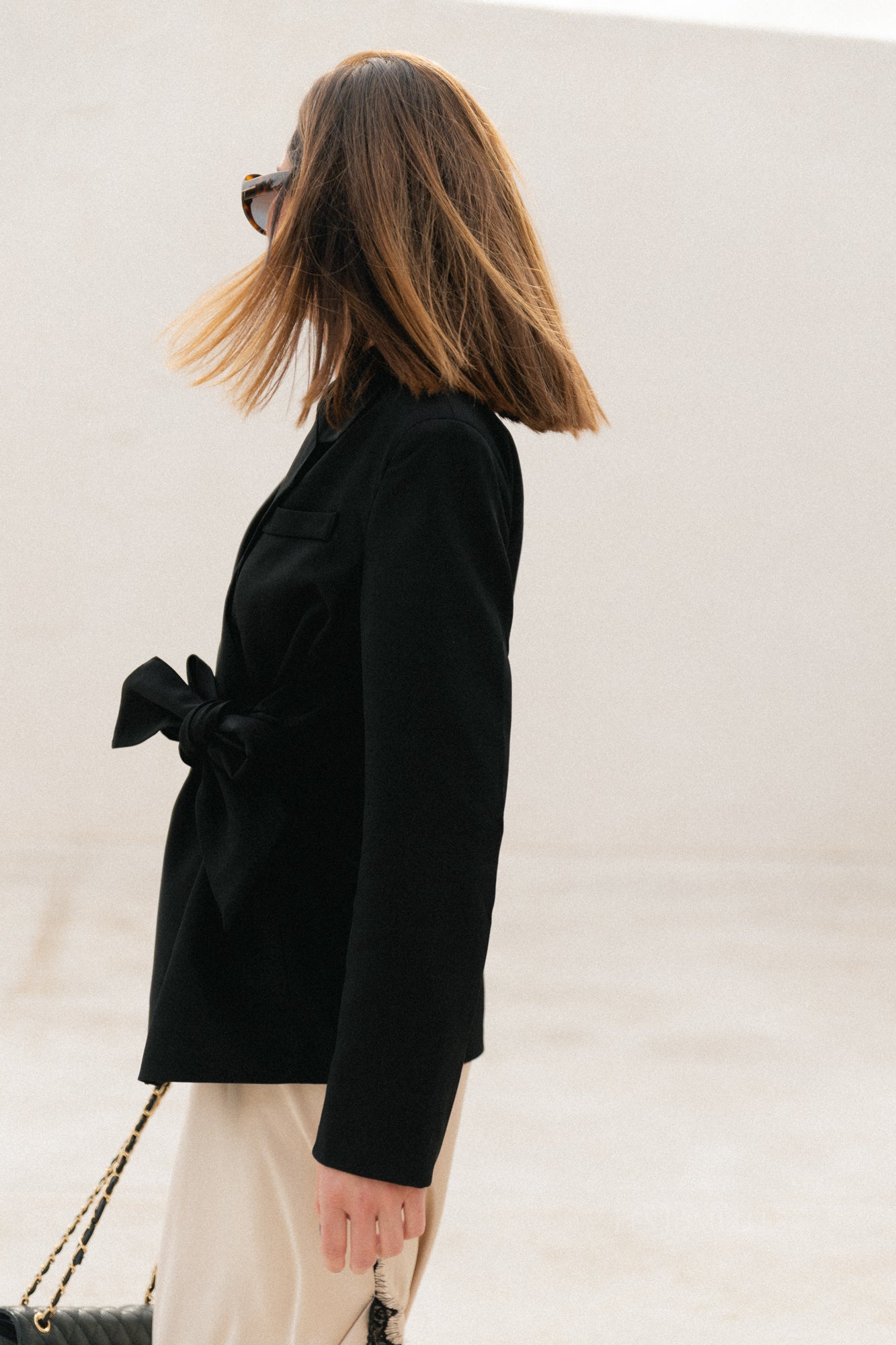 Nova blazer met strik zwart