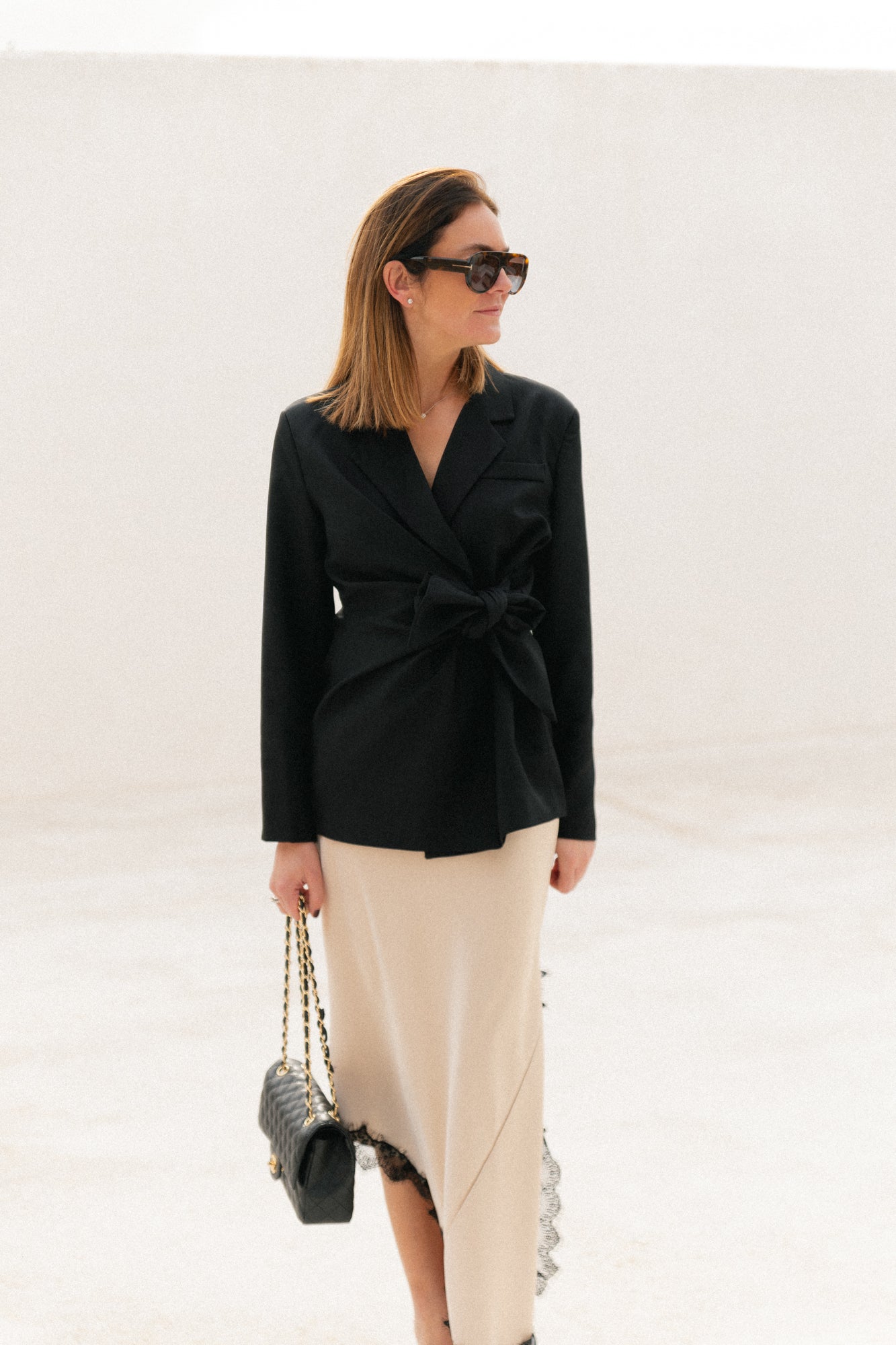 Nova blazer met strik zwart