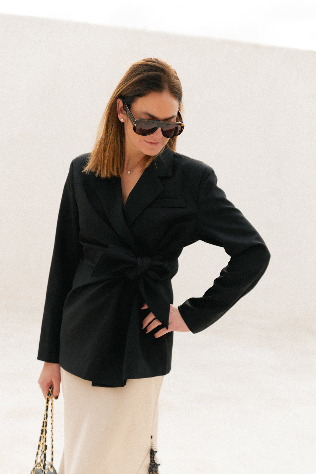 Blazer noir à nouer Nova