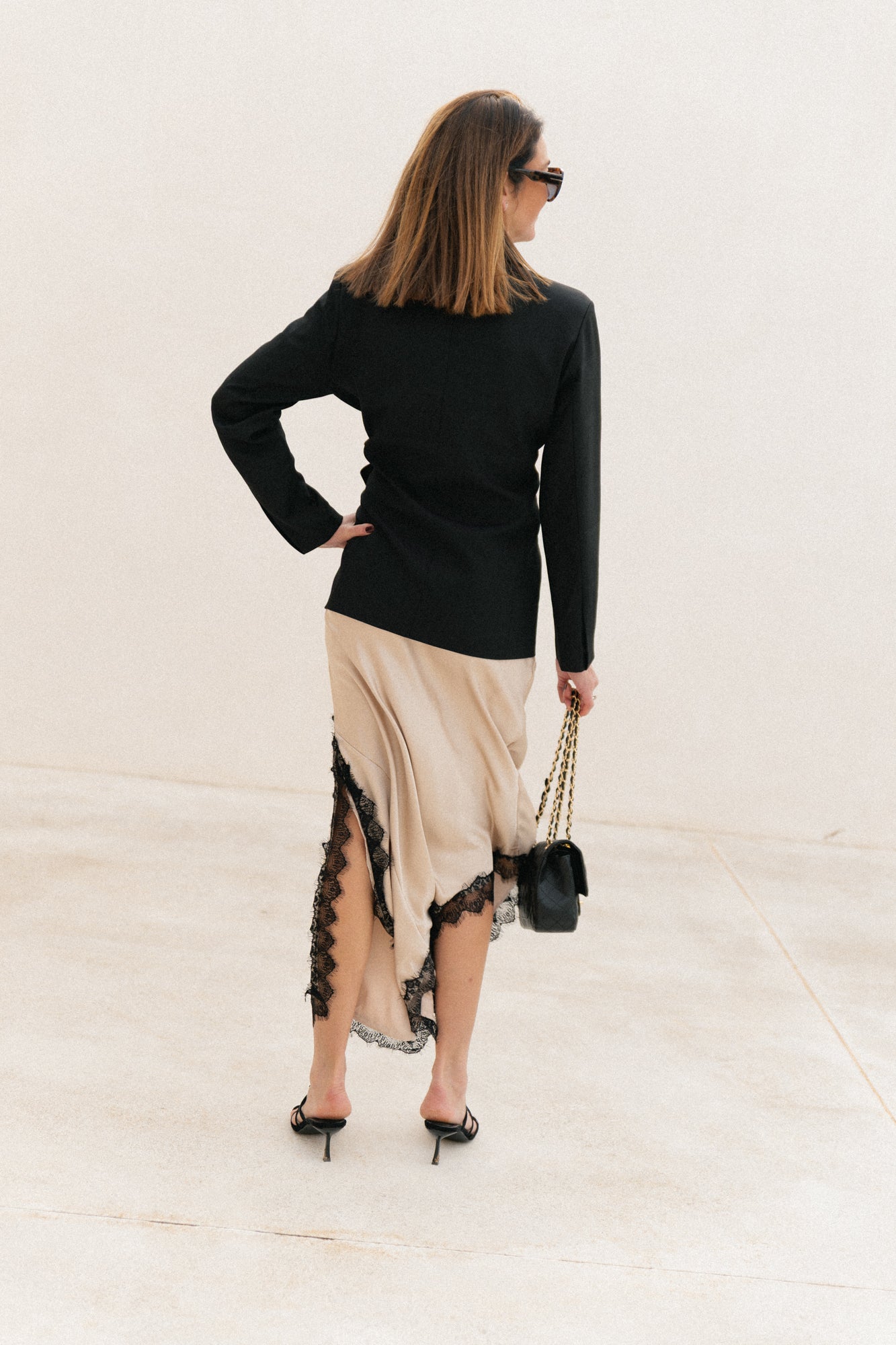 Amelie lace skirt beige/black