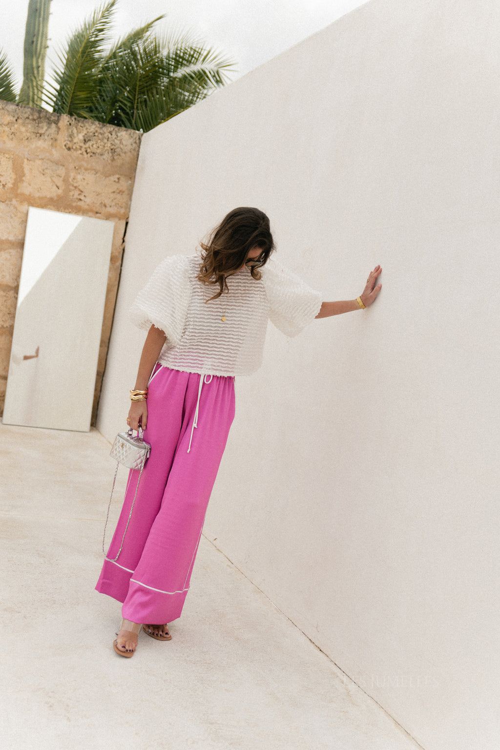 Avril wijde broek roze