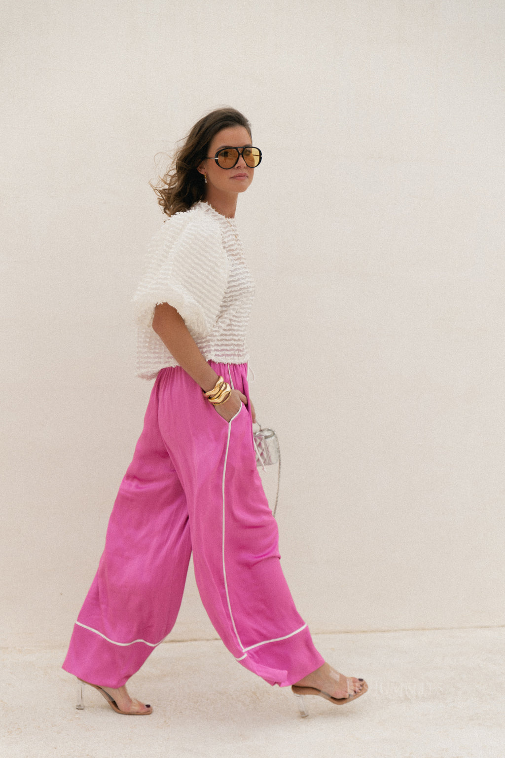 Avril wijde broek roze