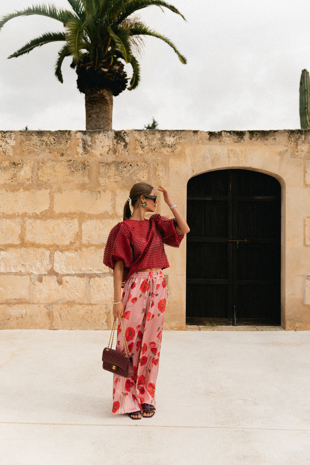 Avril printed wide leg trousers