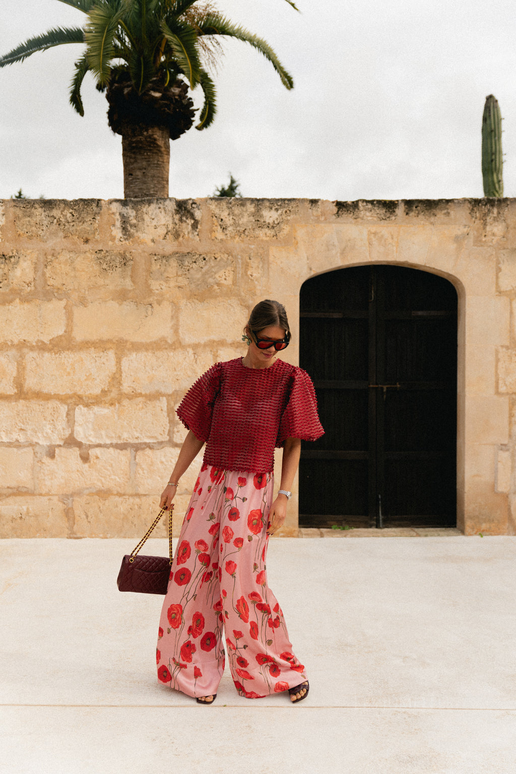 Avril printed wide leg trousers