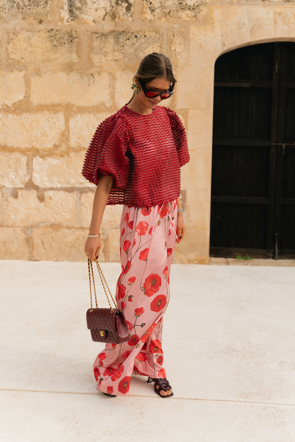 Avril printed wide leg trousers