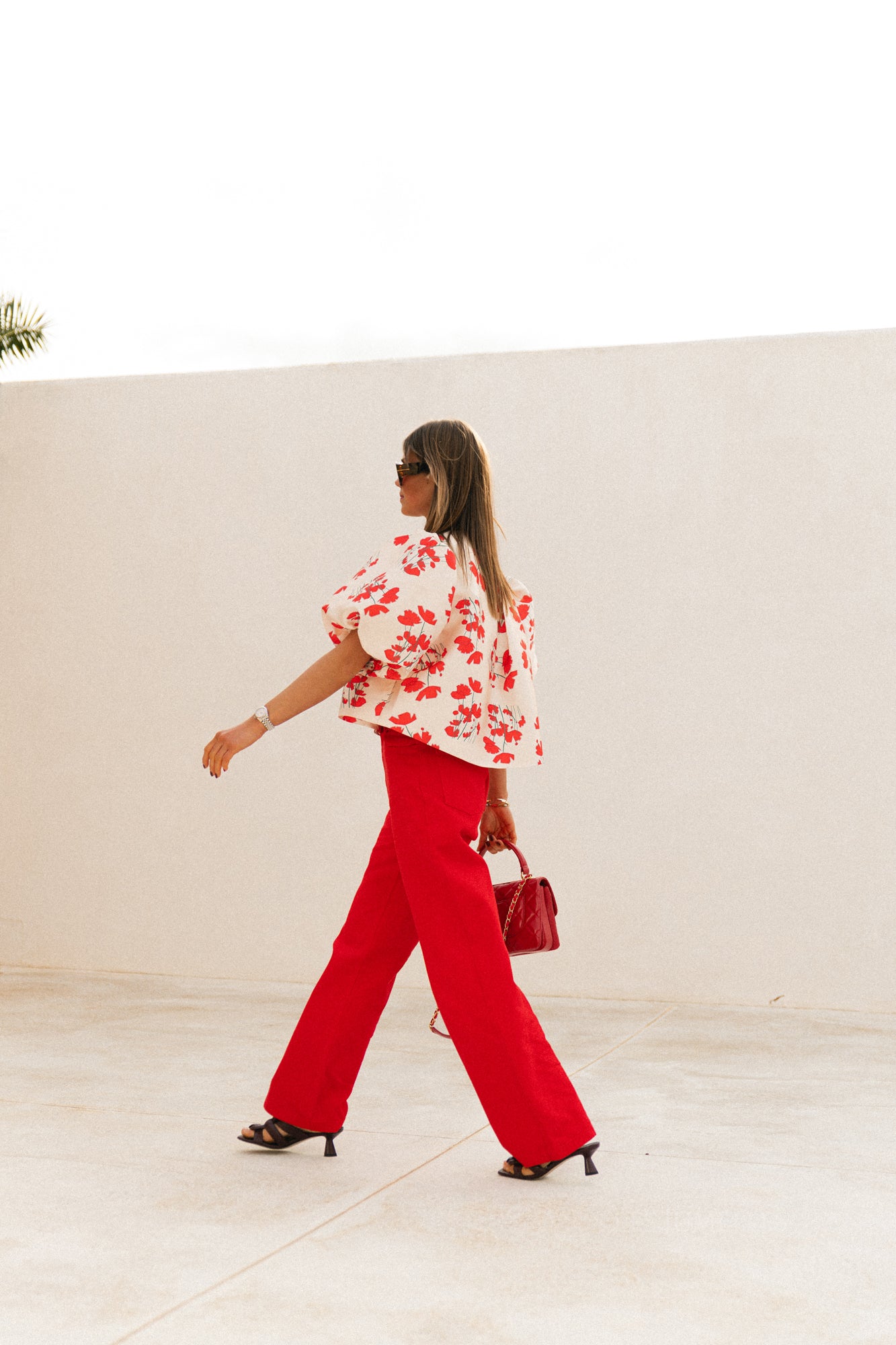 TNS Denim wijde broek in rood