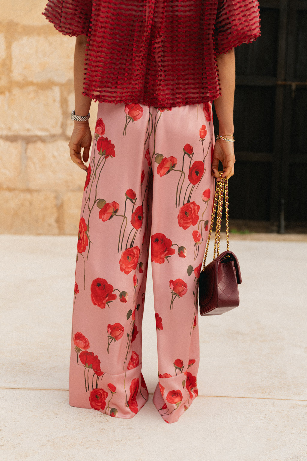 Avril printed wide leg trousers