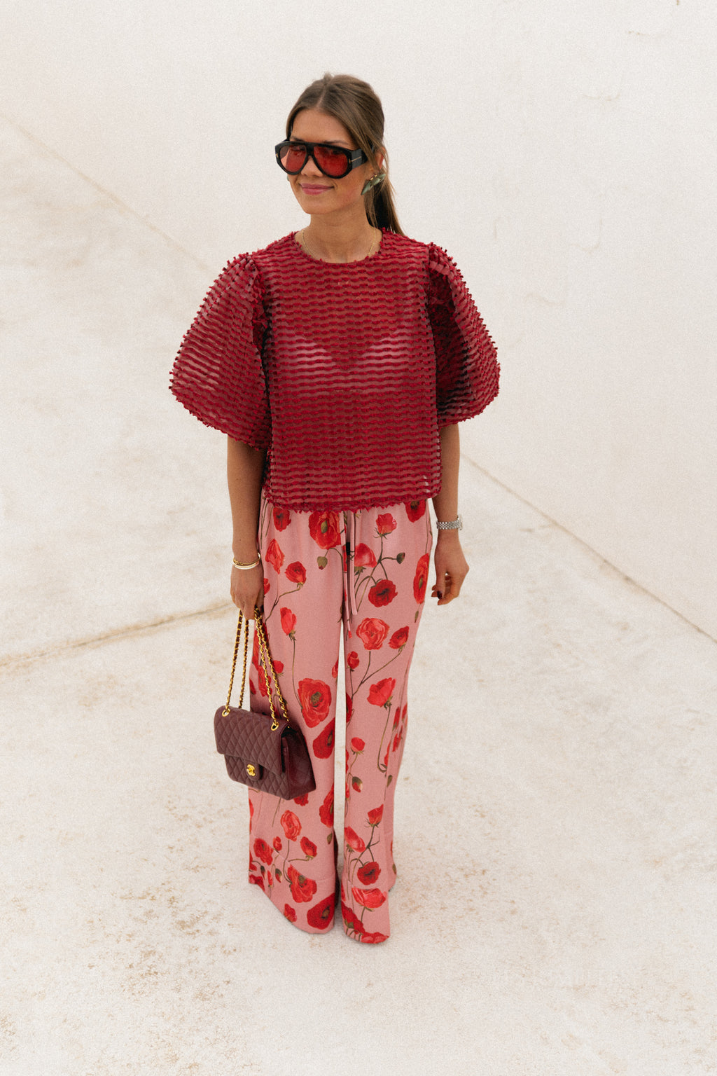 Avril printed wide leg trousers