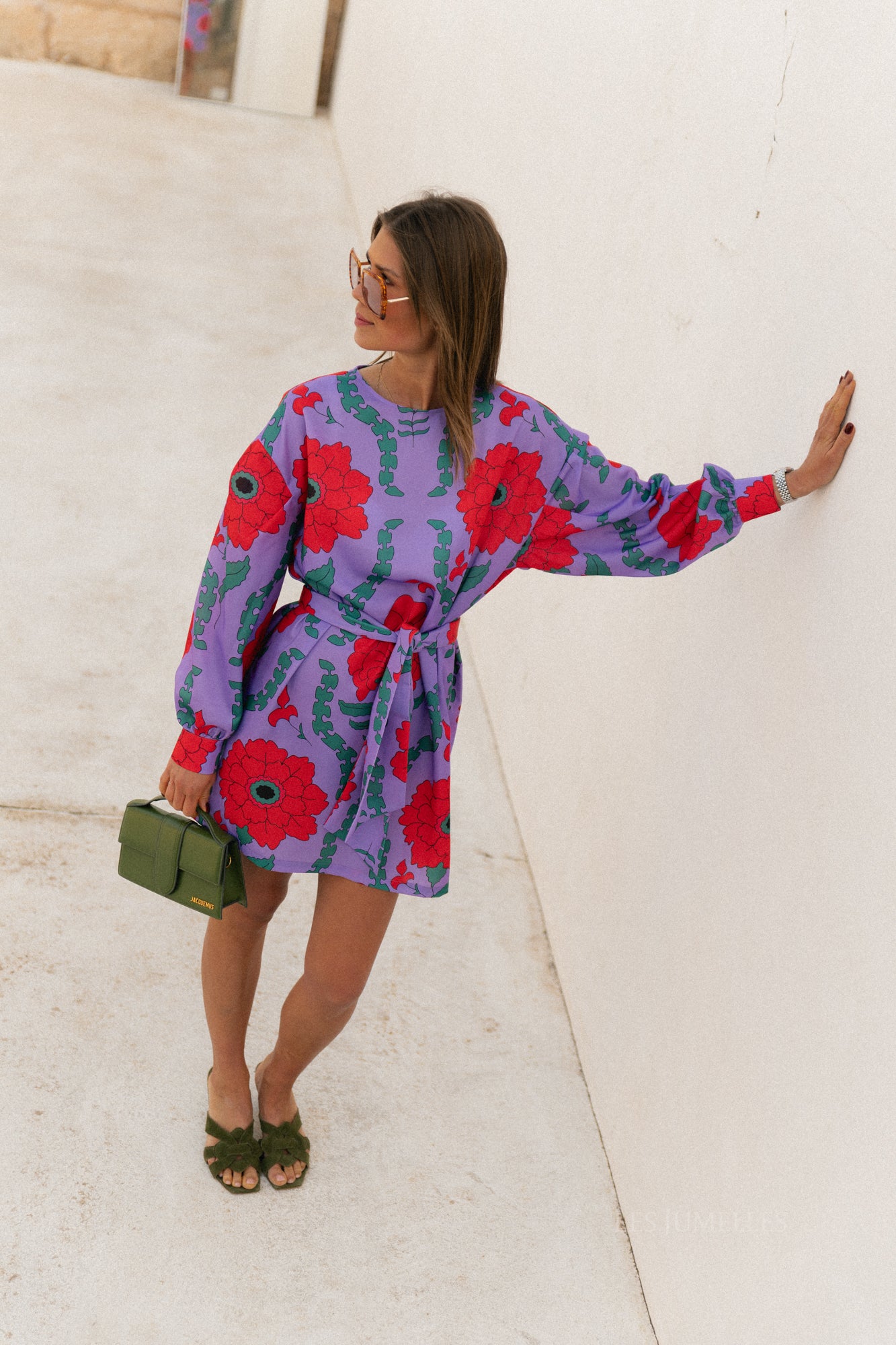 Poppy printed dress - lilac/coral