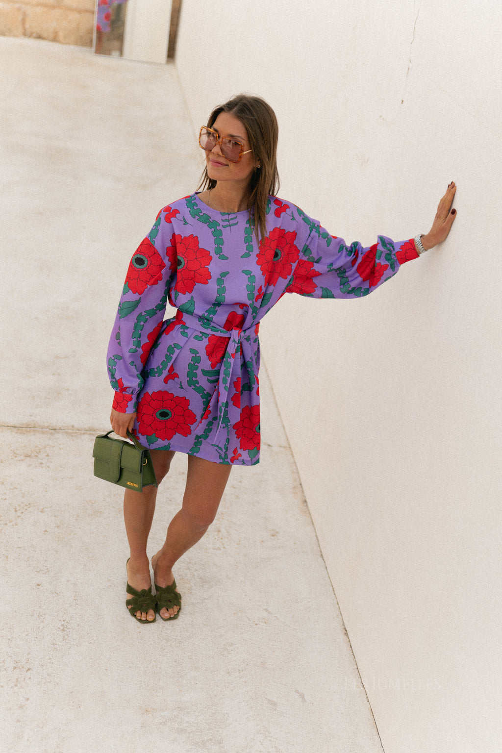 Poppy printed dress - lilac/coral