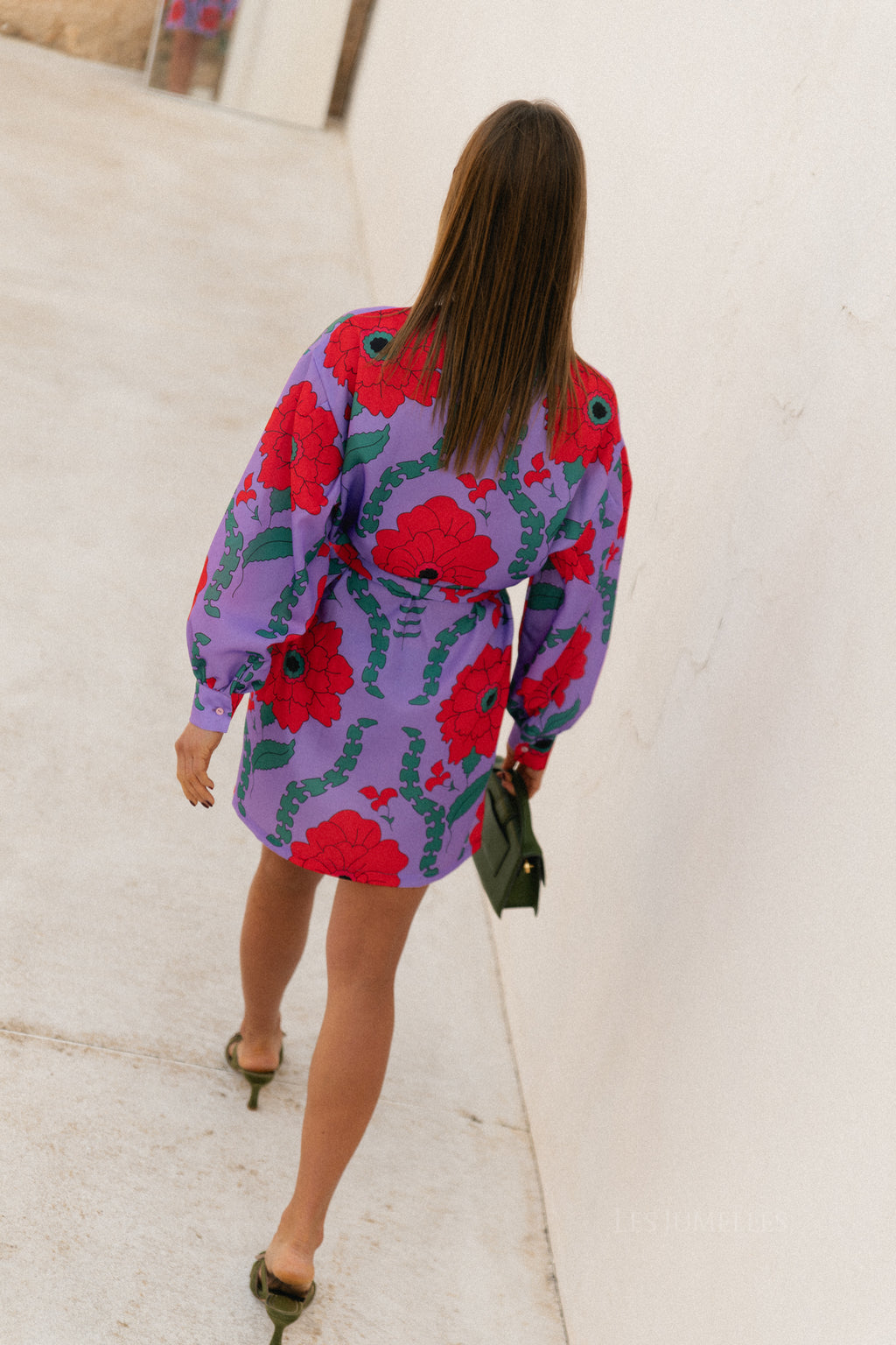 Poppy printed dress - lilac/coral