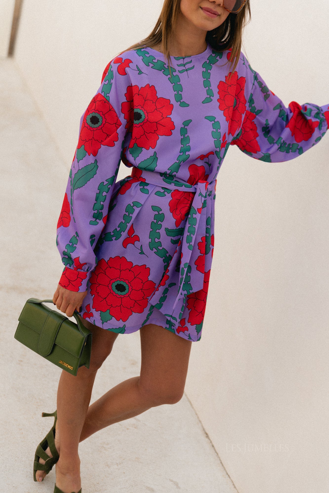 Poppy printed dress - lilac/coral