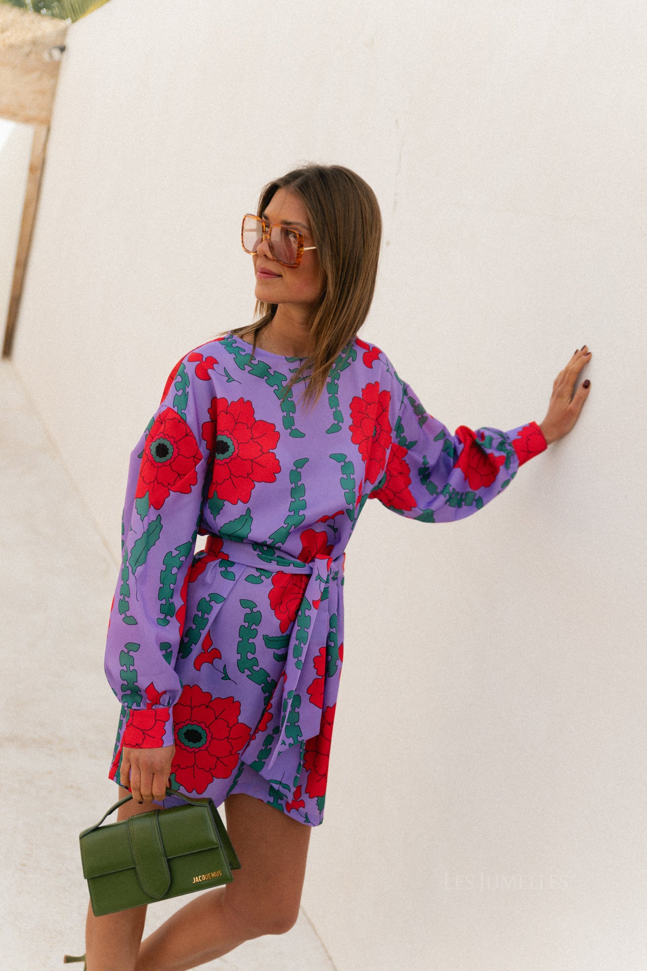 Poppy printed dress - lilac/coral