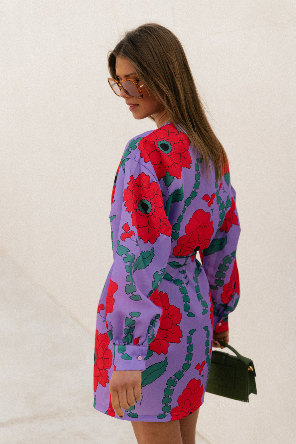 Poppy printed dress - lilac/coral