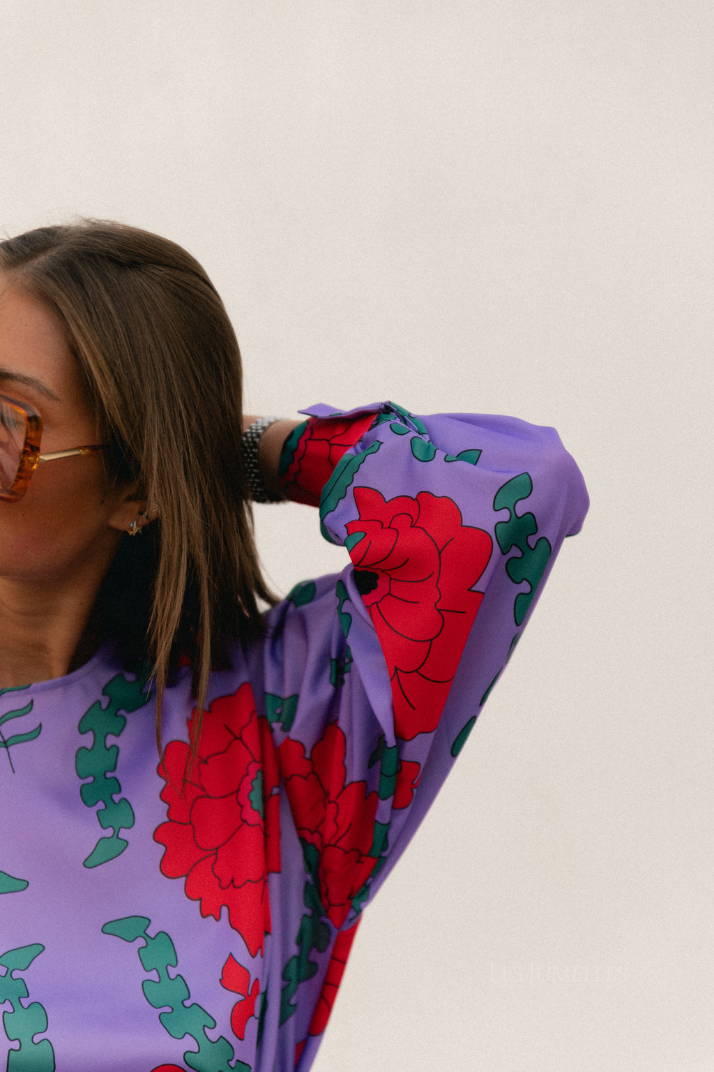 Poppy printed dress - lilac/coral