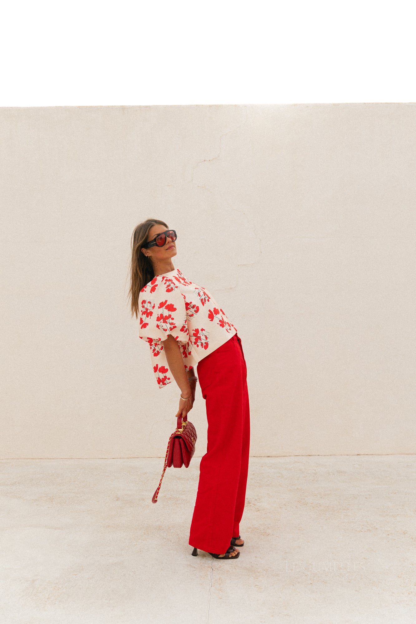 TNS Denim wijde broek in rood