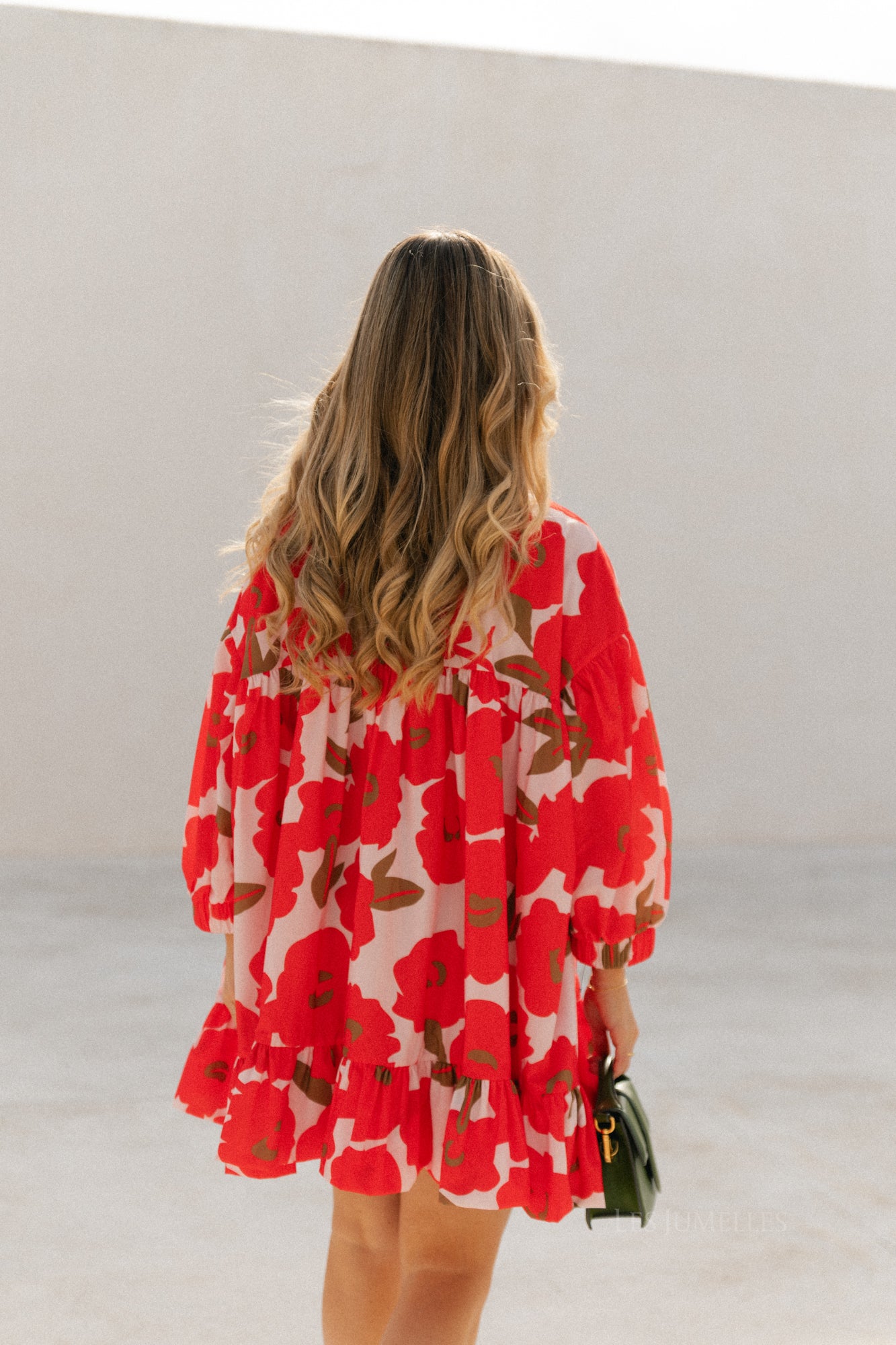 Robe courte imprimée Olivia rouge mandarine