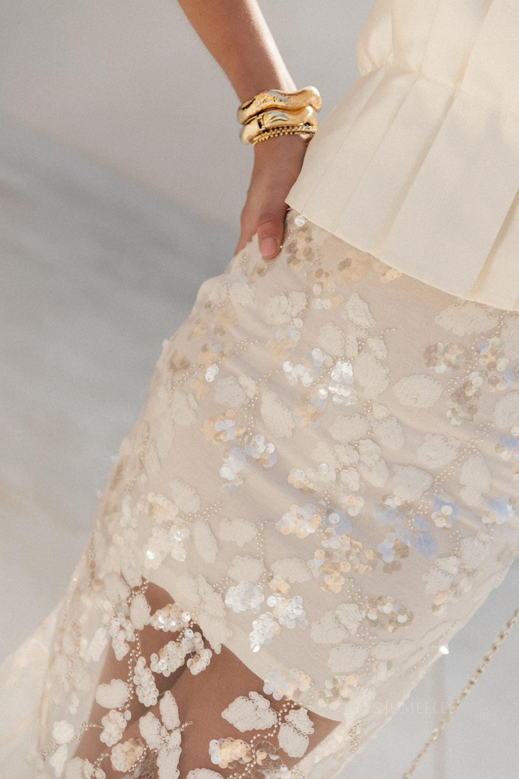 Jupe à sequins Cleo blanc cassé