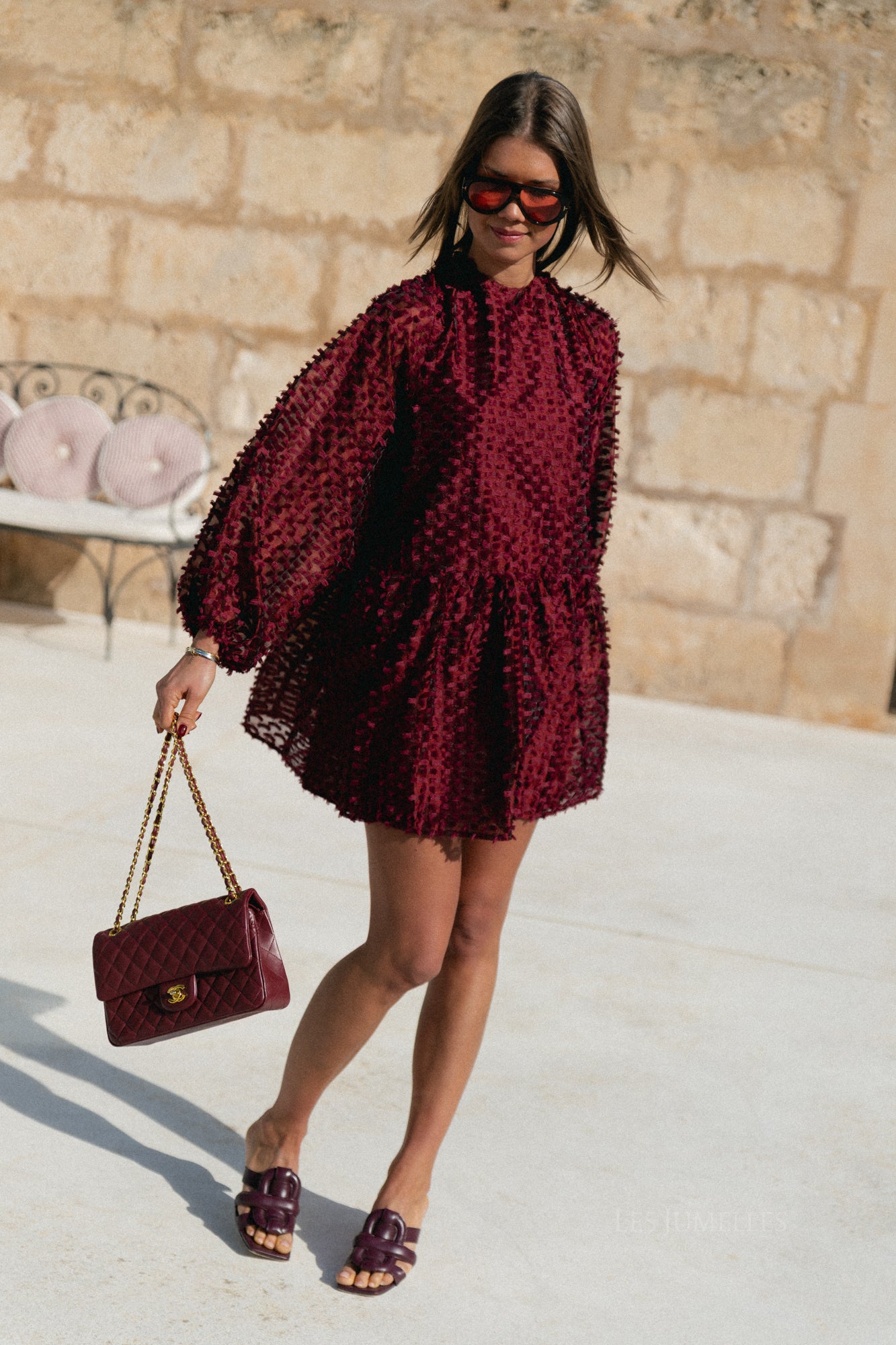Charlie short dress burgundy – Les Jumelles Charlie short dress burgundy – Les Jumelles