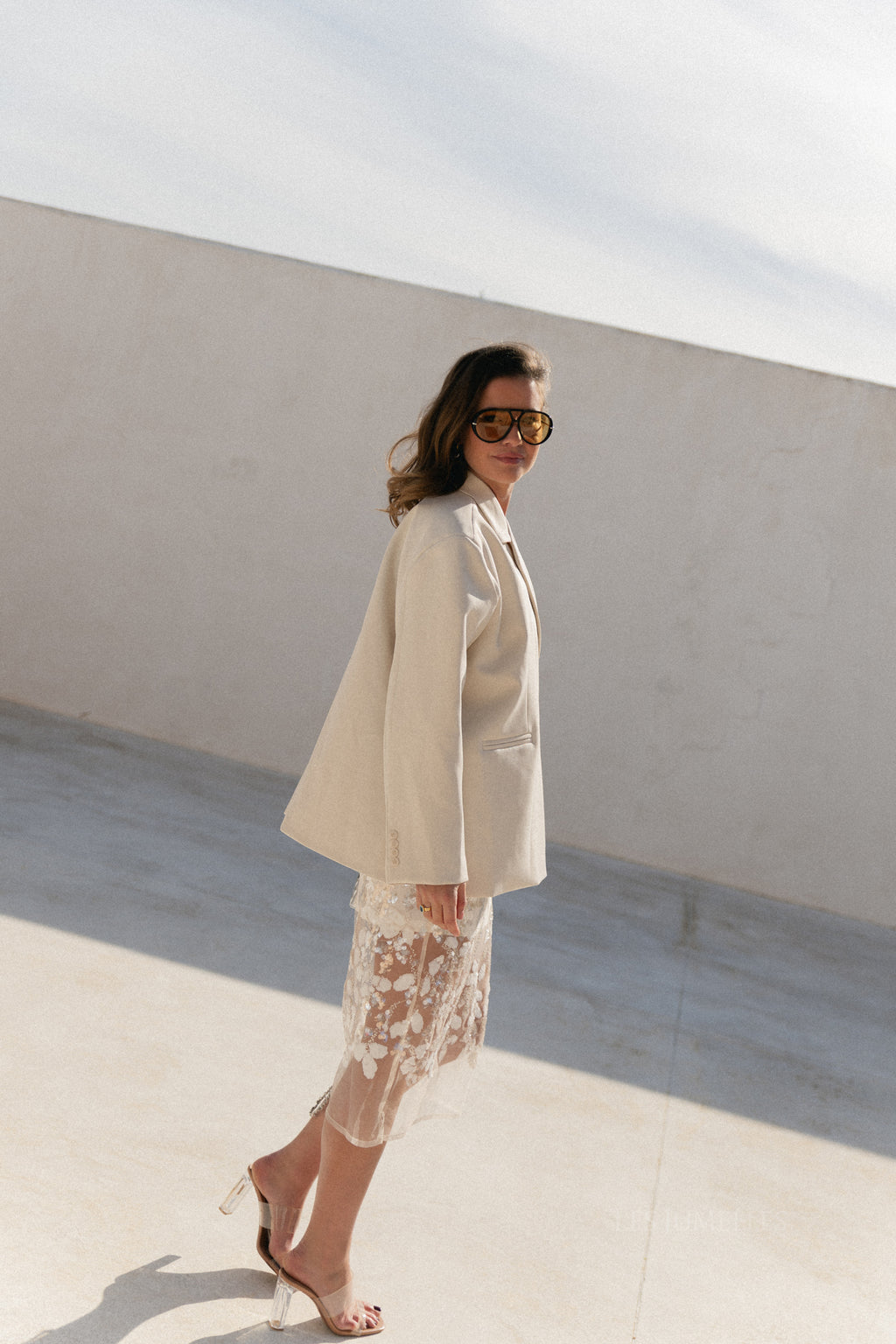 Chloe oversized blazer eggshell