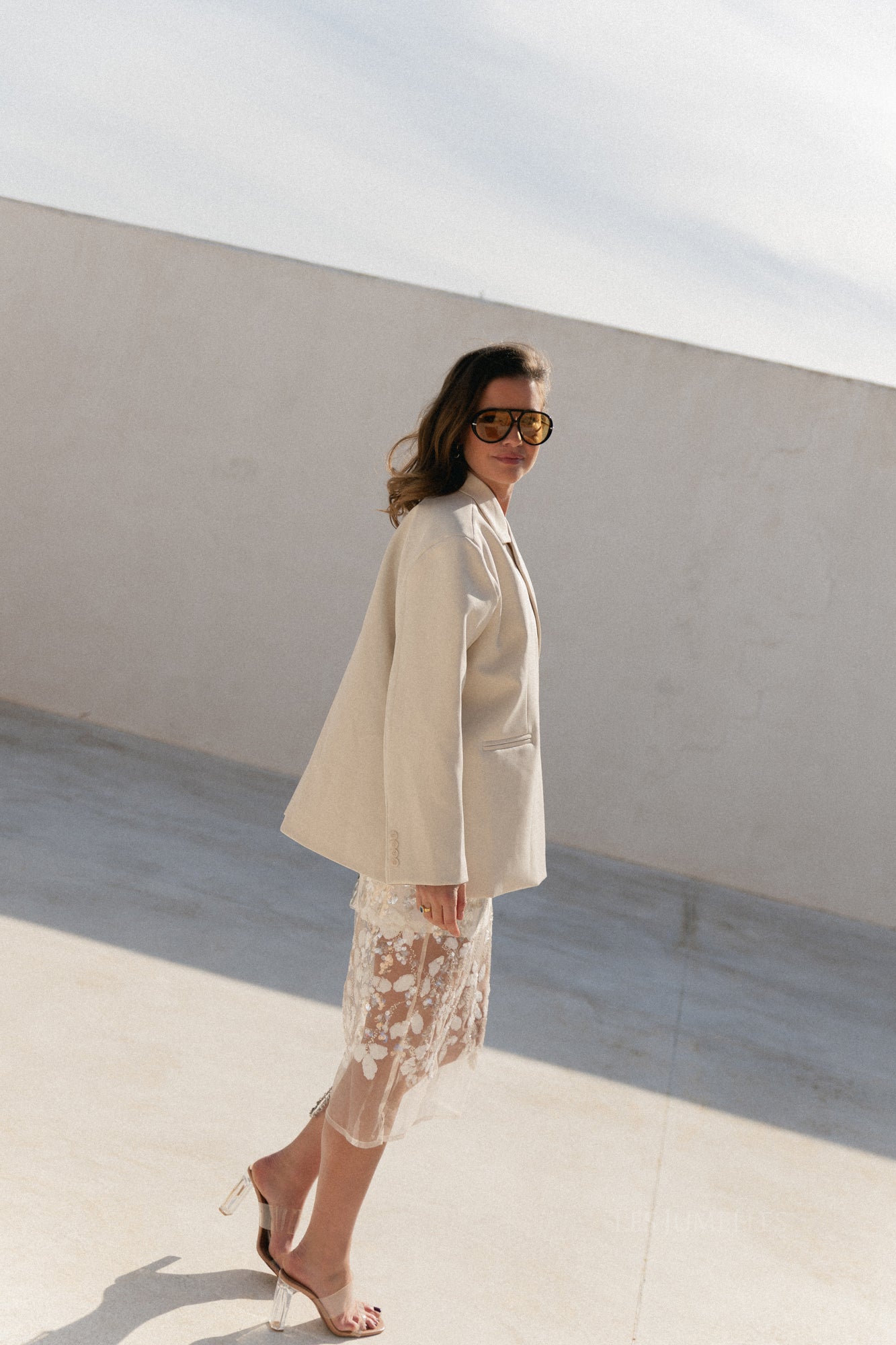 Chloe oversized blazer eggshell