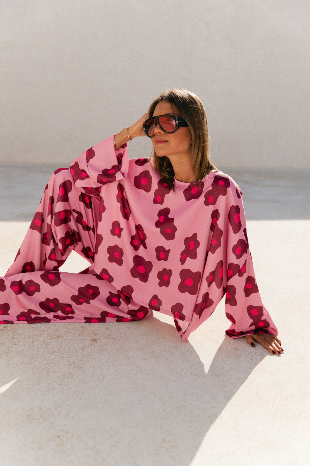 Gill printed sateen blouse - baroque rose