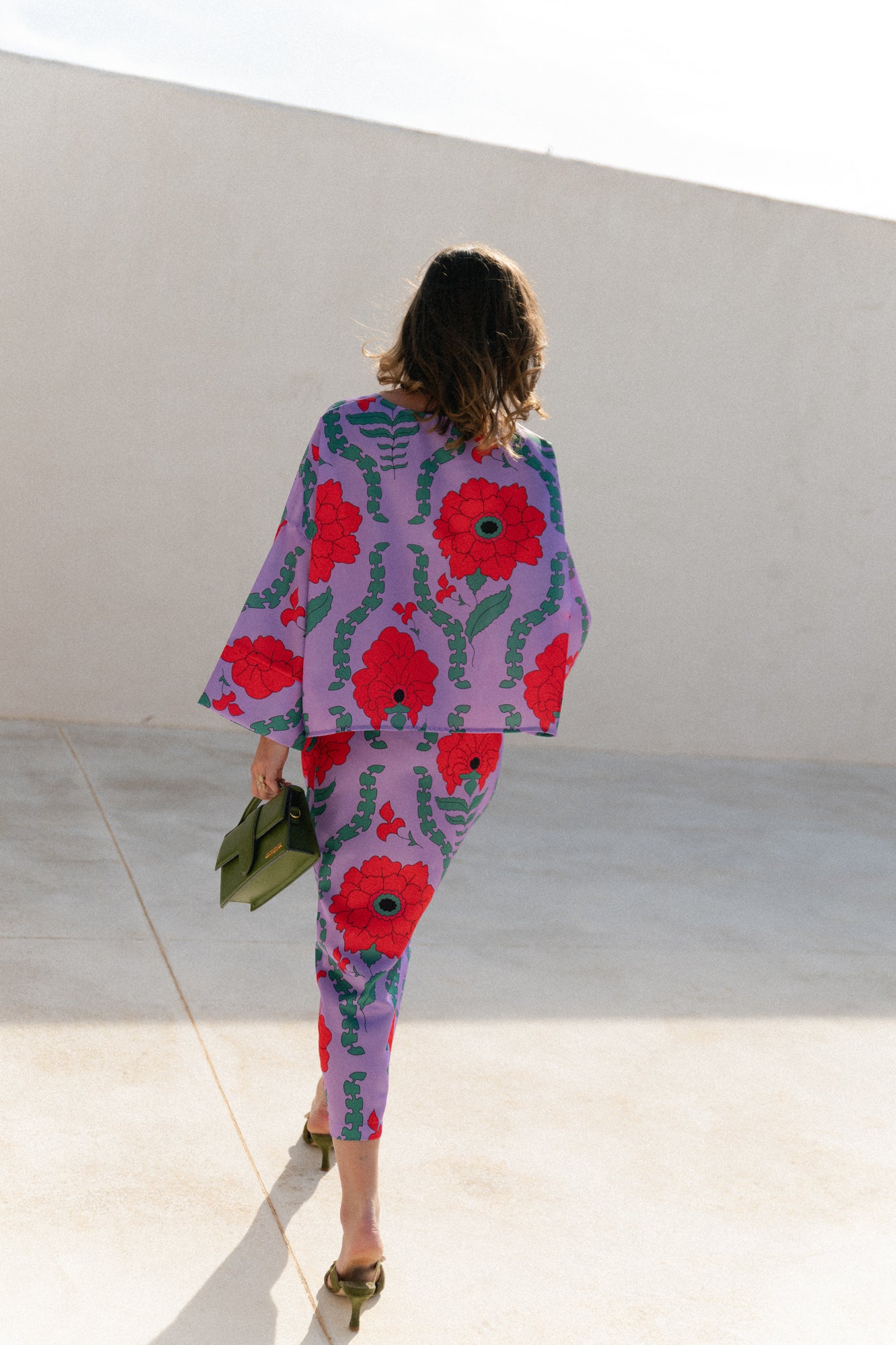 Gill printed sateen blouse - lilac/coral