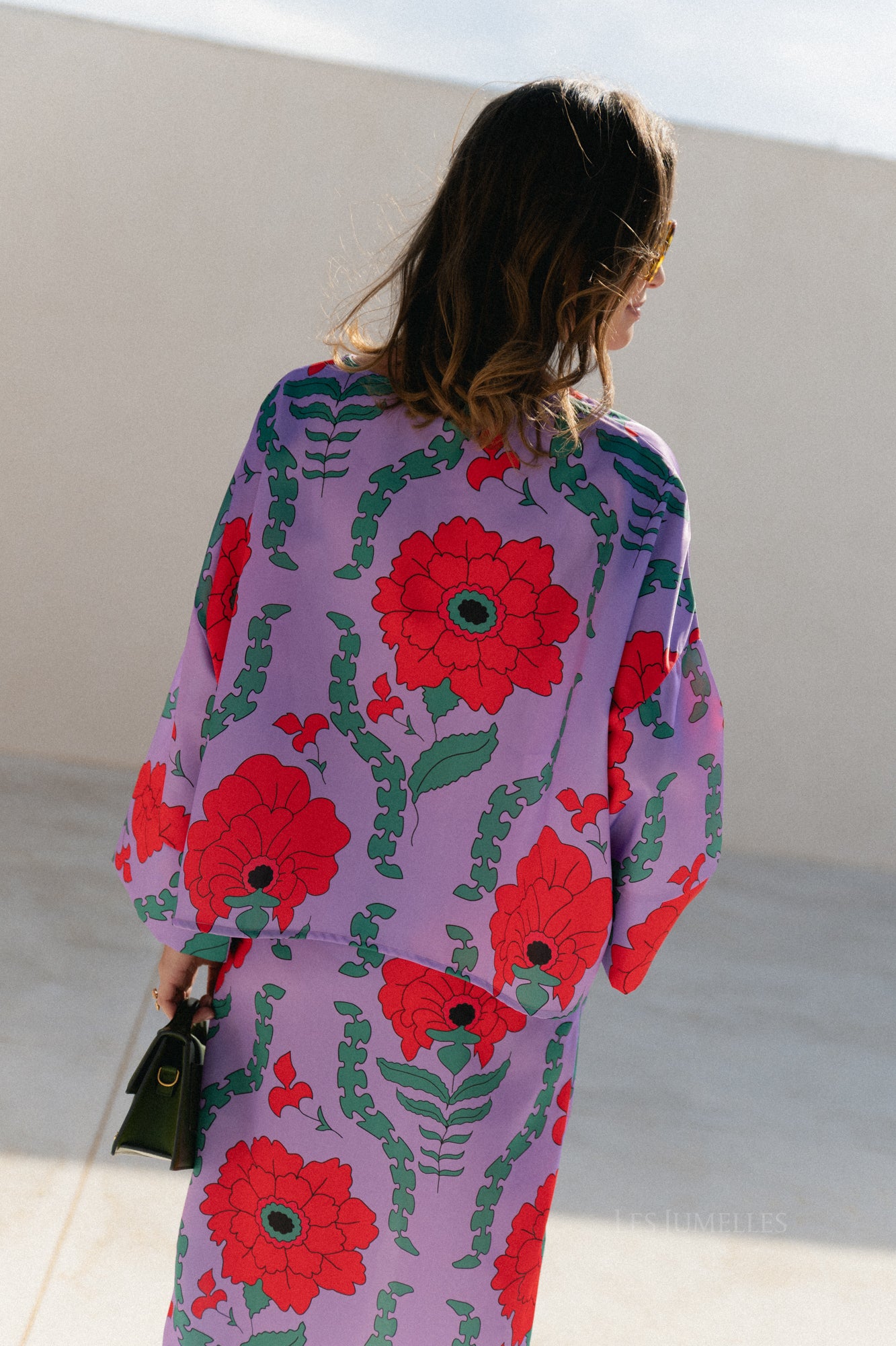 Gill printed sateen blouse - lilac/coral