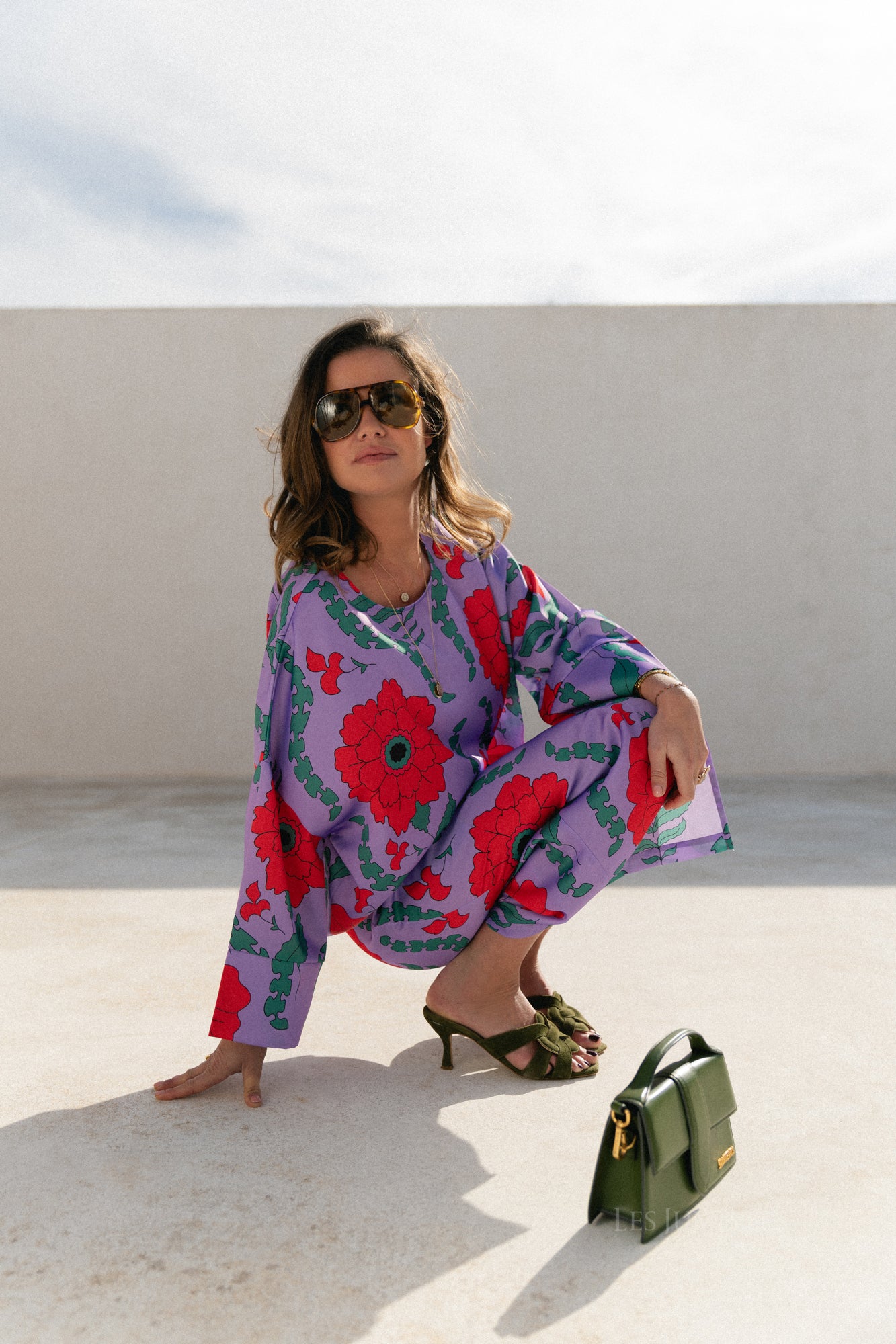 Gill printed sateen blouse - lilac/coral