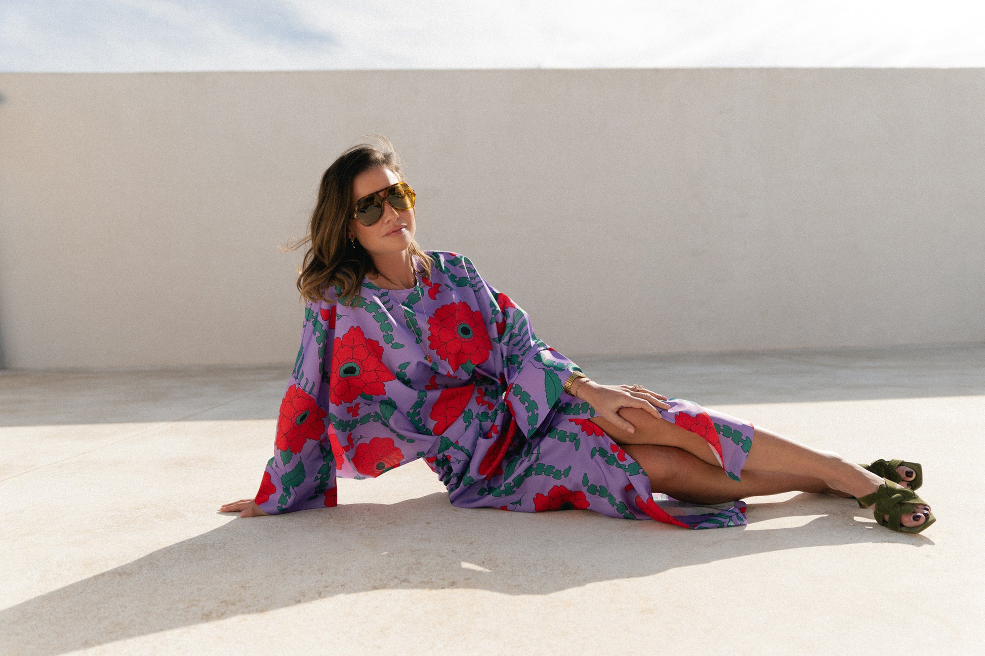 Gill printed sateen blouse - lilac/coral