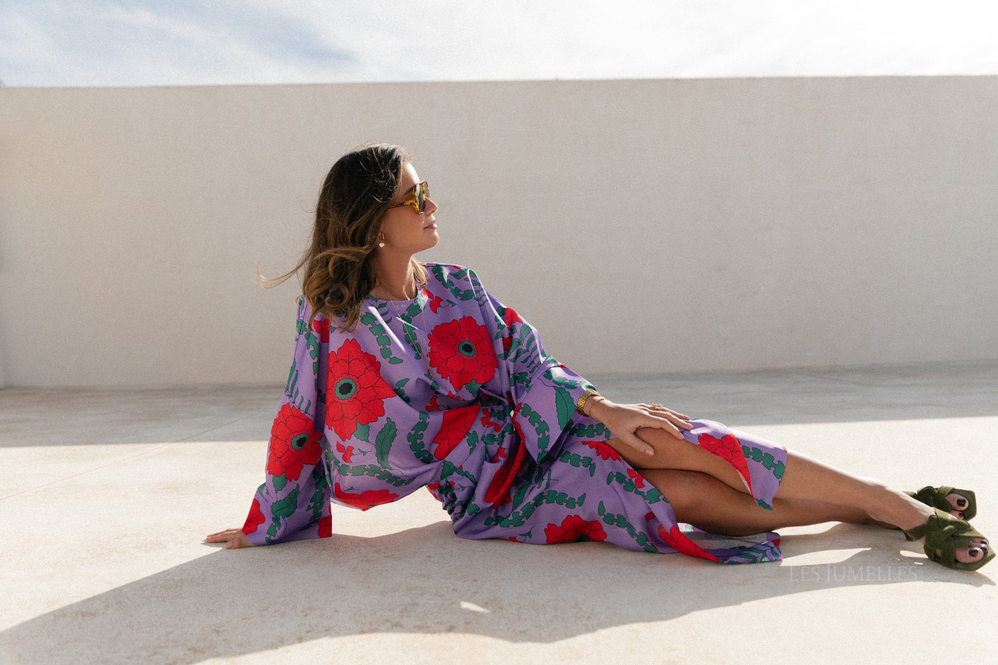 Gill printed sateen blouse - lilac/coral