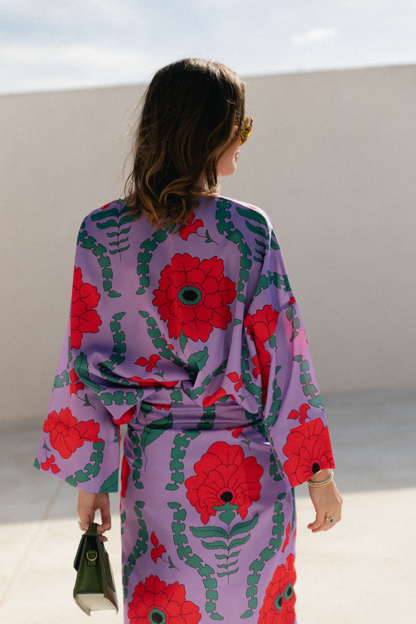 Gill printed sateen blouse - lilac/coral