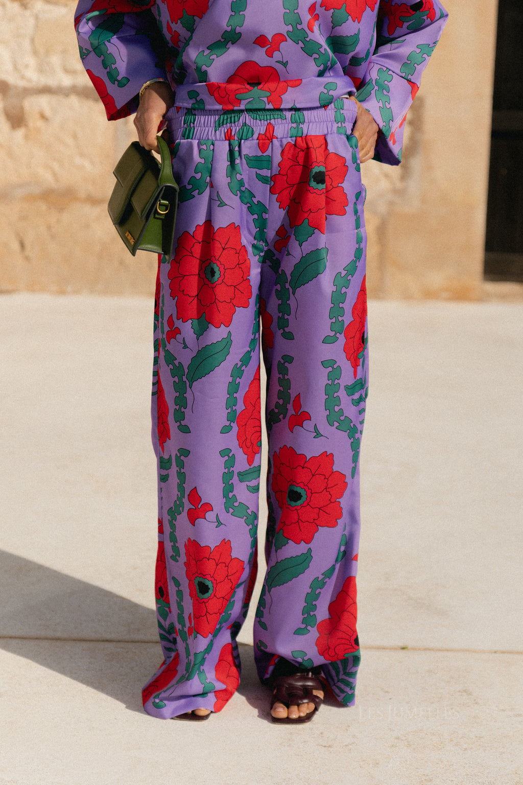 Gill printed sateen pants - lilac/coral