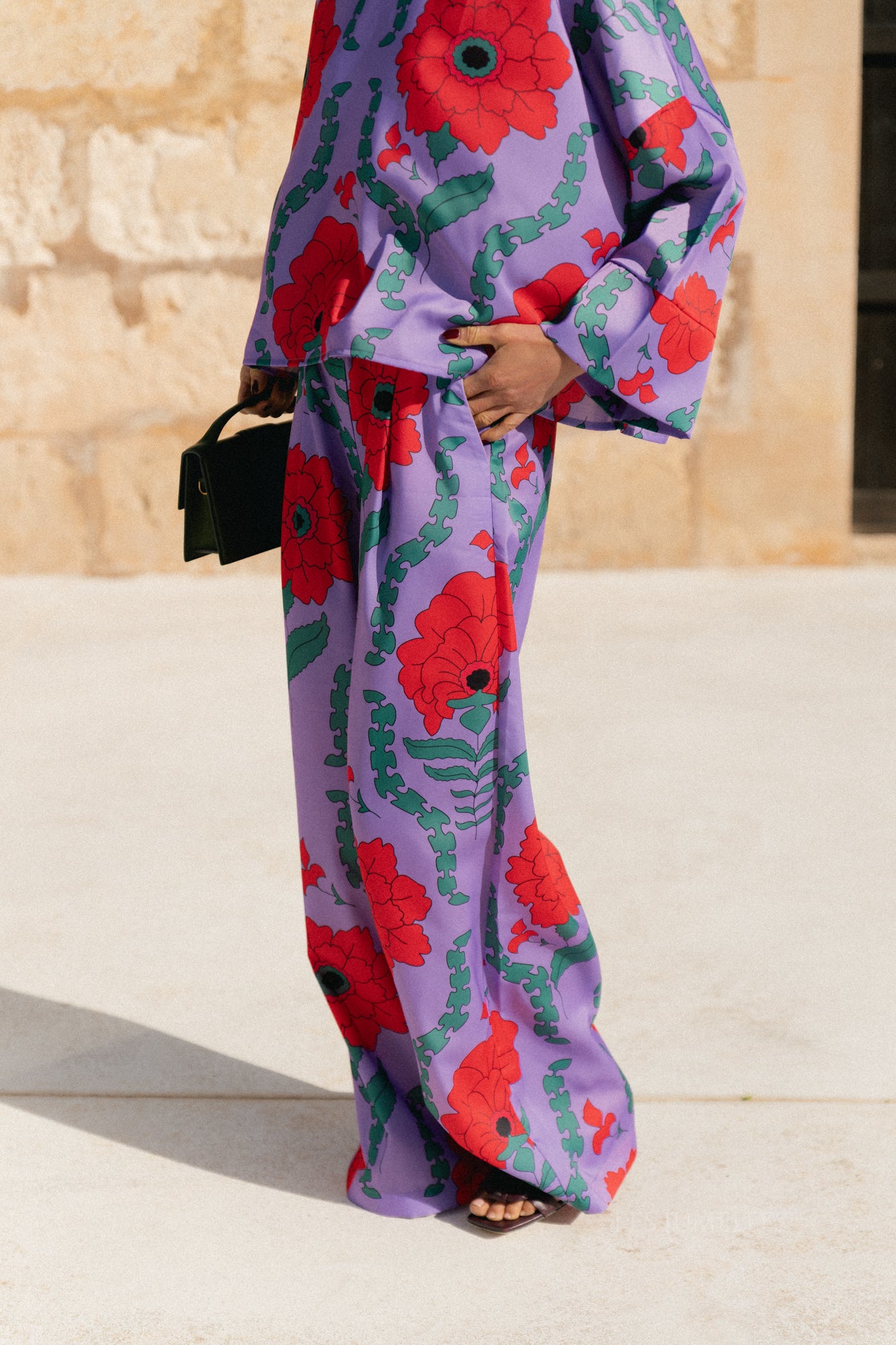 Gill printed sateen pants - lilac/coral