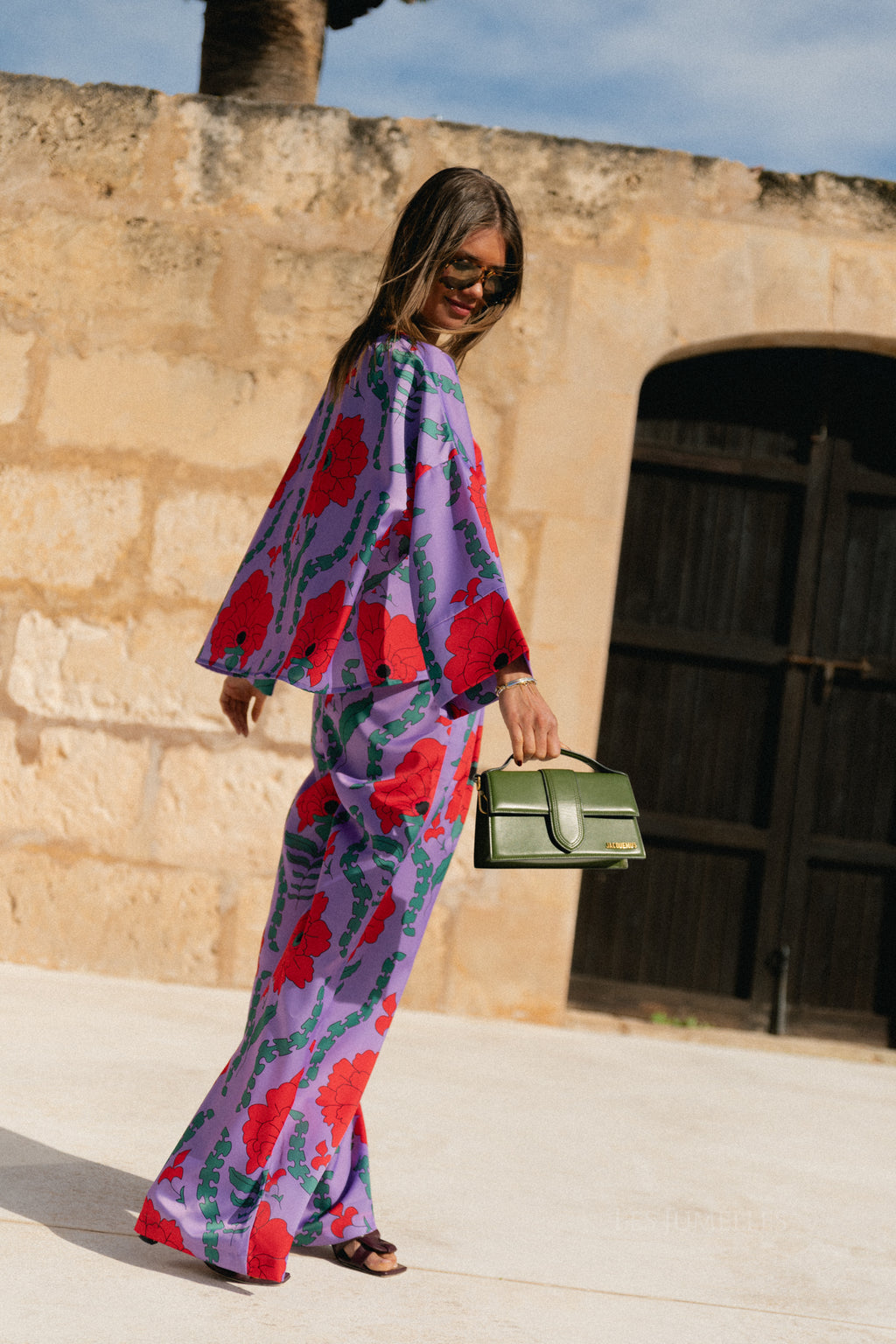 Gill printed sateen pants - lilac/coral