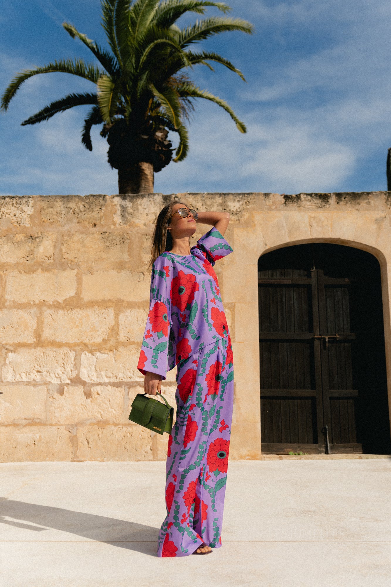 Gill printed sateen pants - lilac/coral