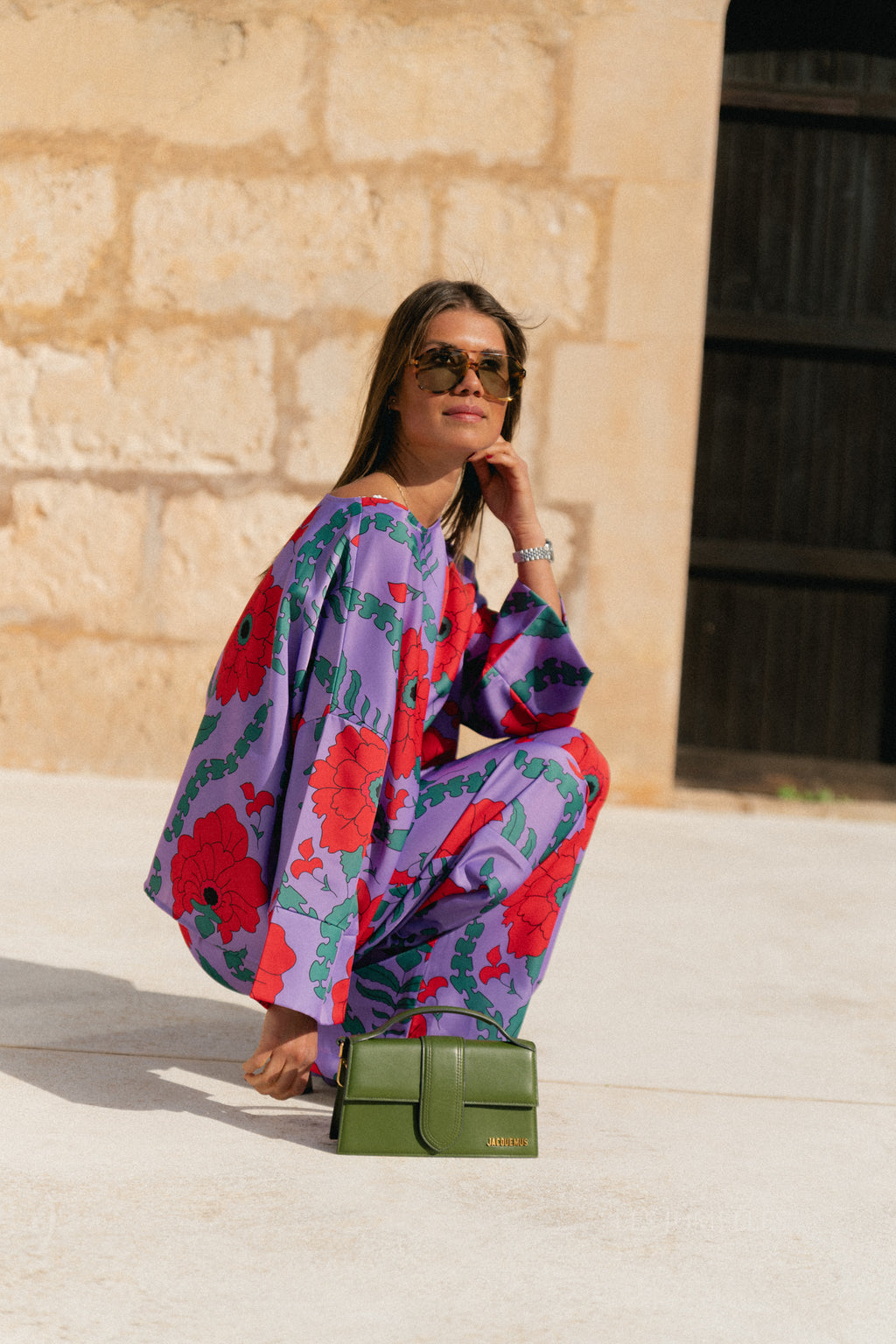 Gill printed sateen pants - lilac/coral