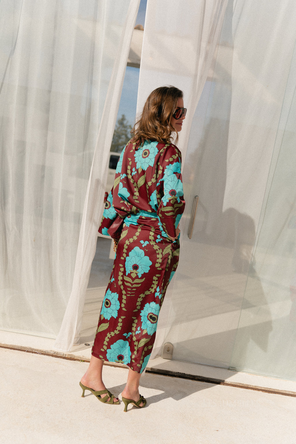 Lilly printed skirt - burgundy/turquoise