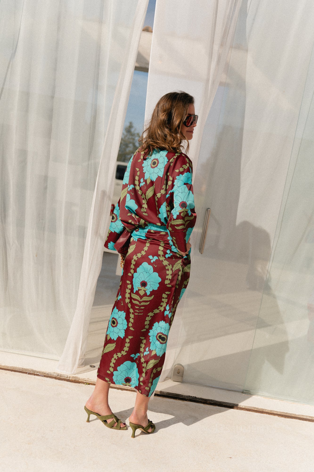 Lilly printed skirt - burgundy/turquoise