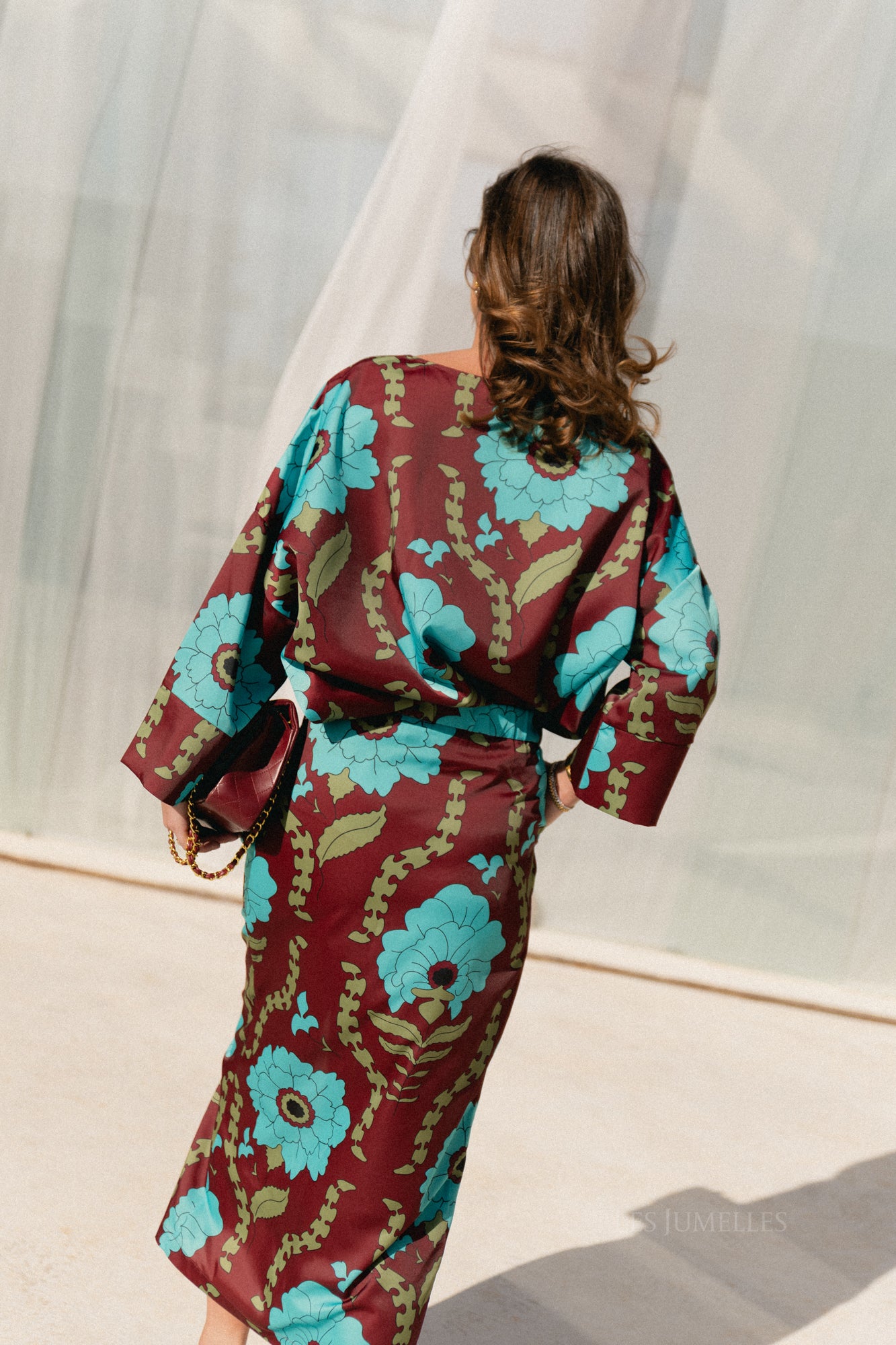 Lilly printed skirt - burgundy/turquoise