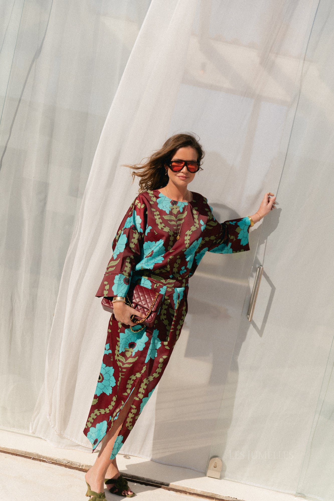 Lilly printed skirt - burgundy/turquoise